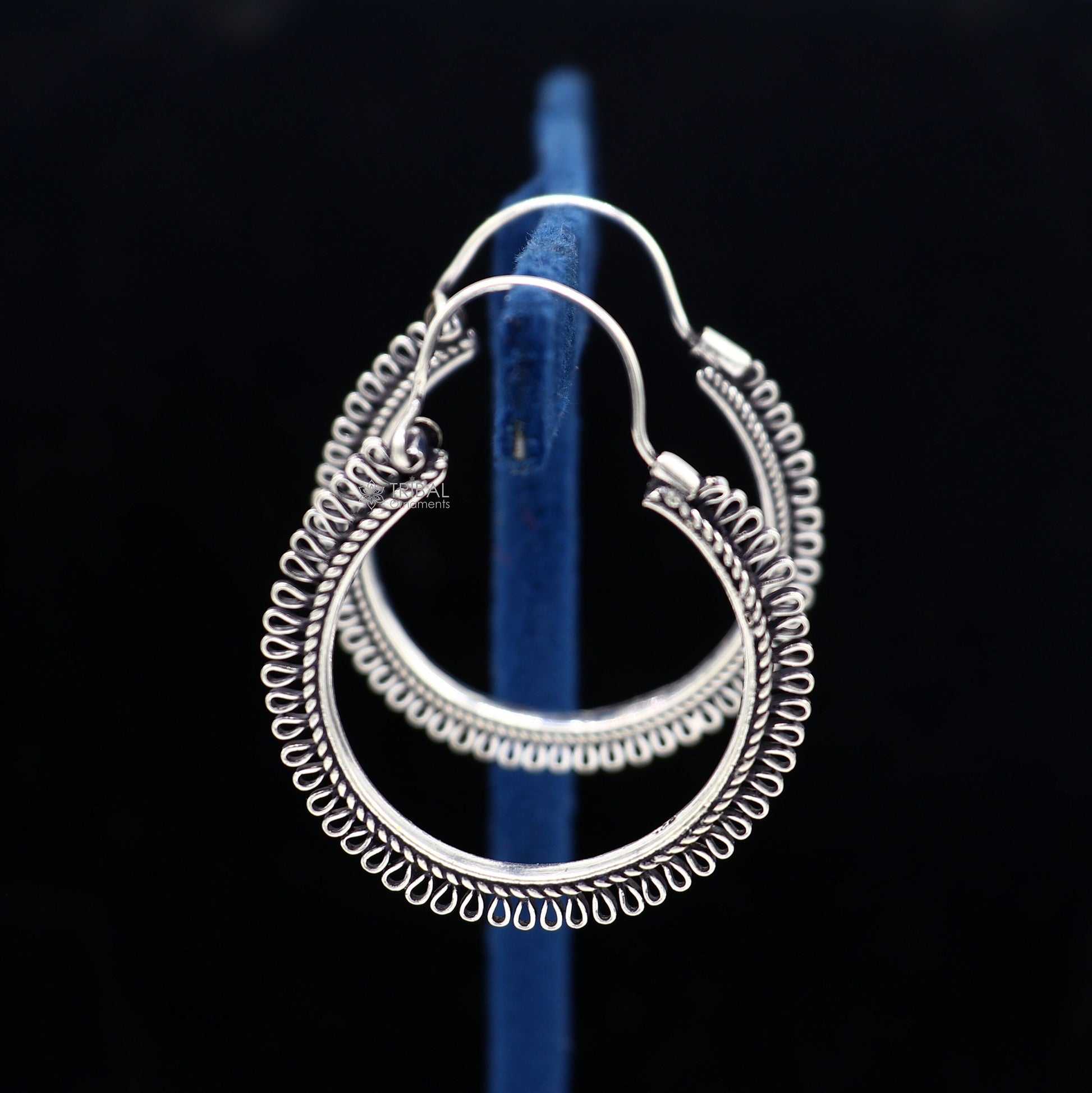 92.5 sterling silver gorgeous Exclusive design hoops hanging earrings fabulous silver ethnic tribal  functional earrings jewellery s1262 - TRIBAL ORNAMENTS