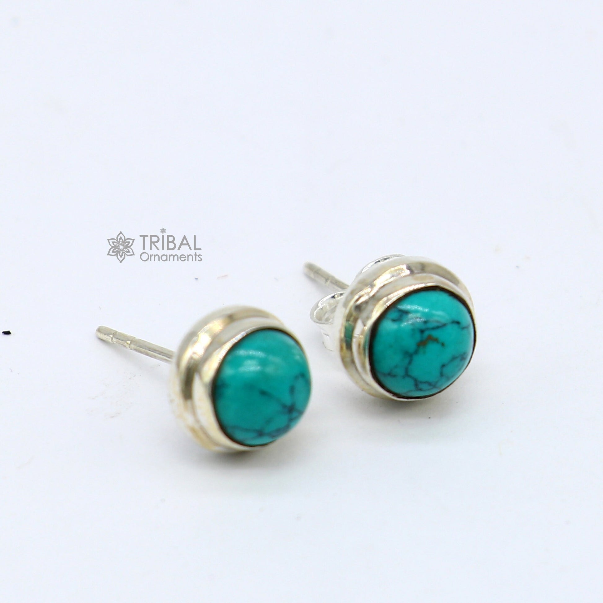 925 sterling silver handmade stud earring with gorgeous single blue turquoise stone stud earring best unisex jewelry s1276 - TRIBAL ORNAMENTS