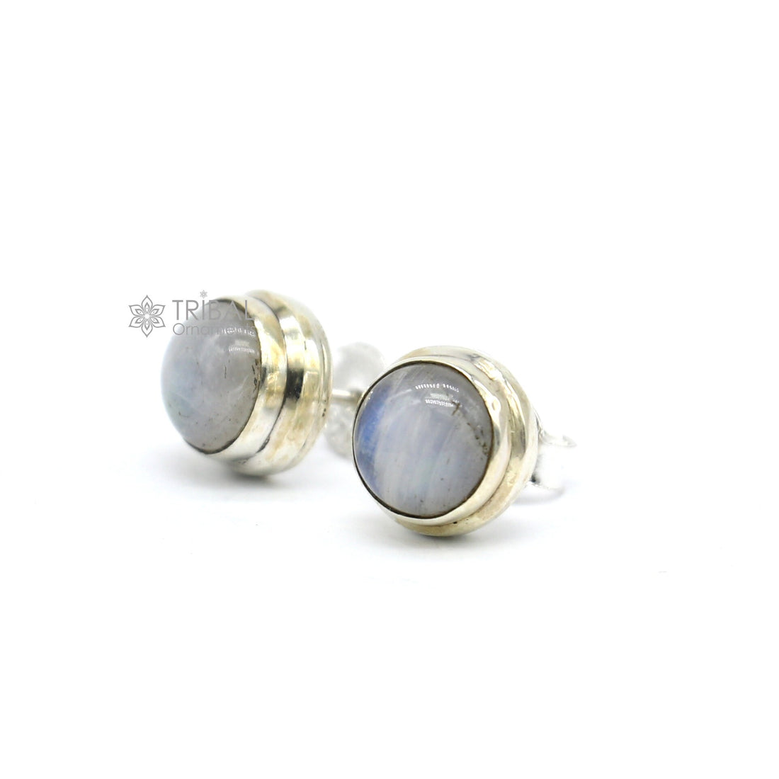 Moonstone 925 sterling silver handmade stud earring best unisex daily use jewelry s1277 - TRIBAL ORNAMENTS