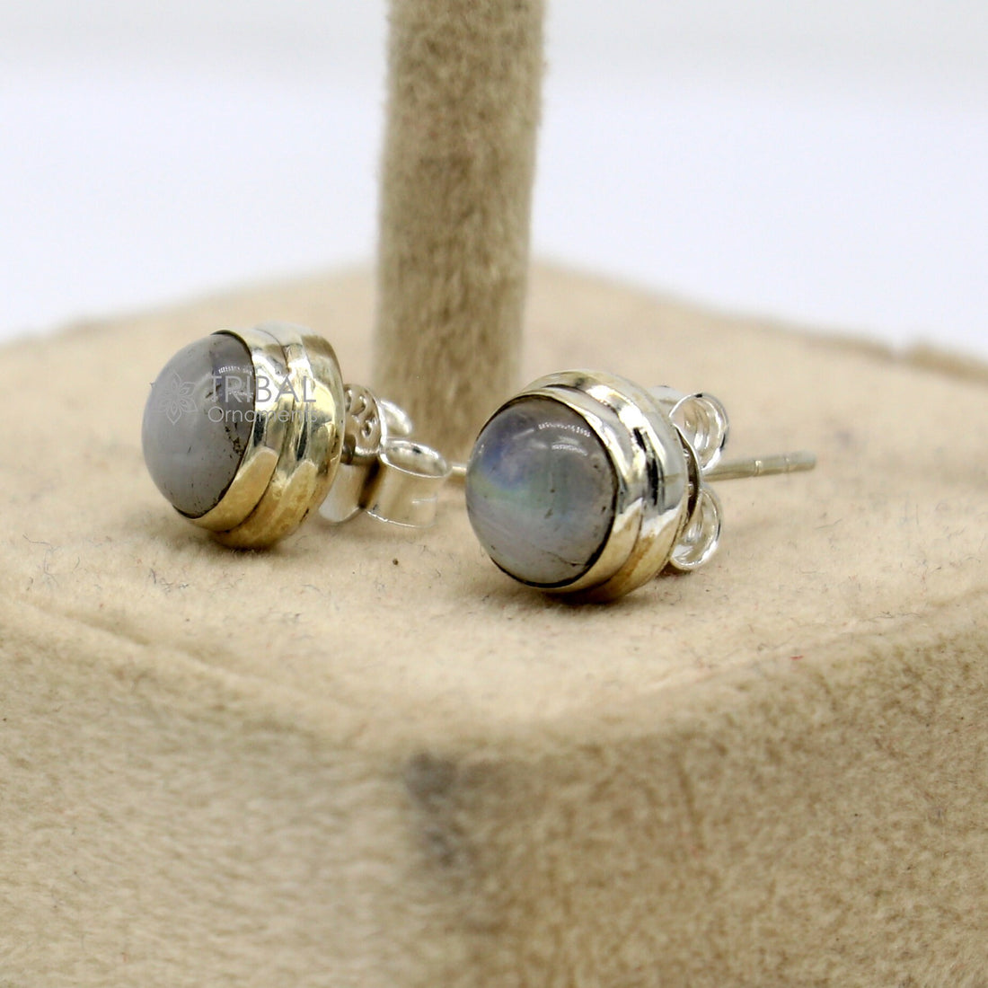 Moonstone 925 sterling silver handmade stud earring best unisex daily use jewelry s1277 - TRIBAL ORNAMENTS