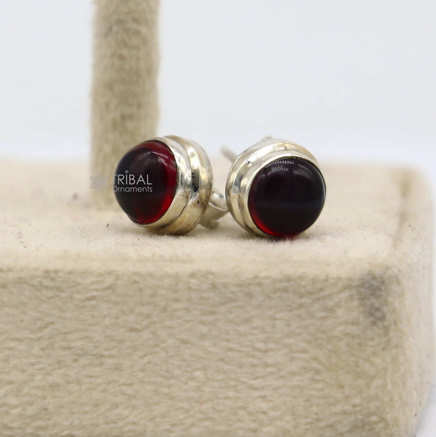 925 sterling silver gorgeous Garnet stone stud earring best gifting light weight stone jewelry s1278 - TRIBAL ORNAMENTS