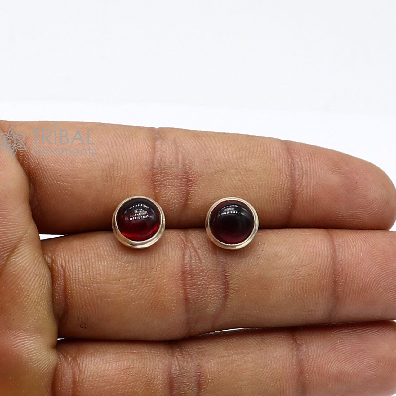 925 sterling silver gorgeous Garnet stone stud earring best gifting light weight stone jewelry s1278 - TRIBAL ORNAMENTS