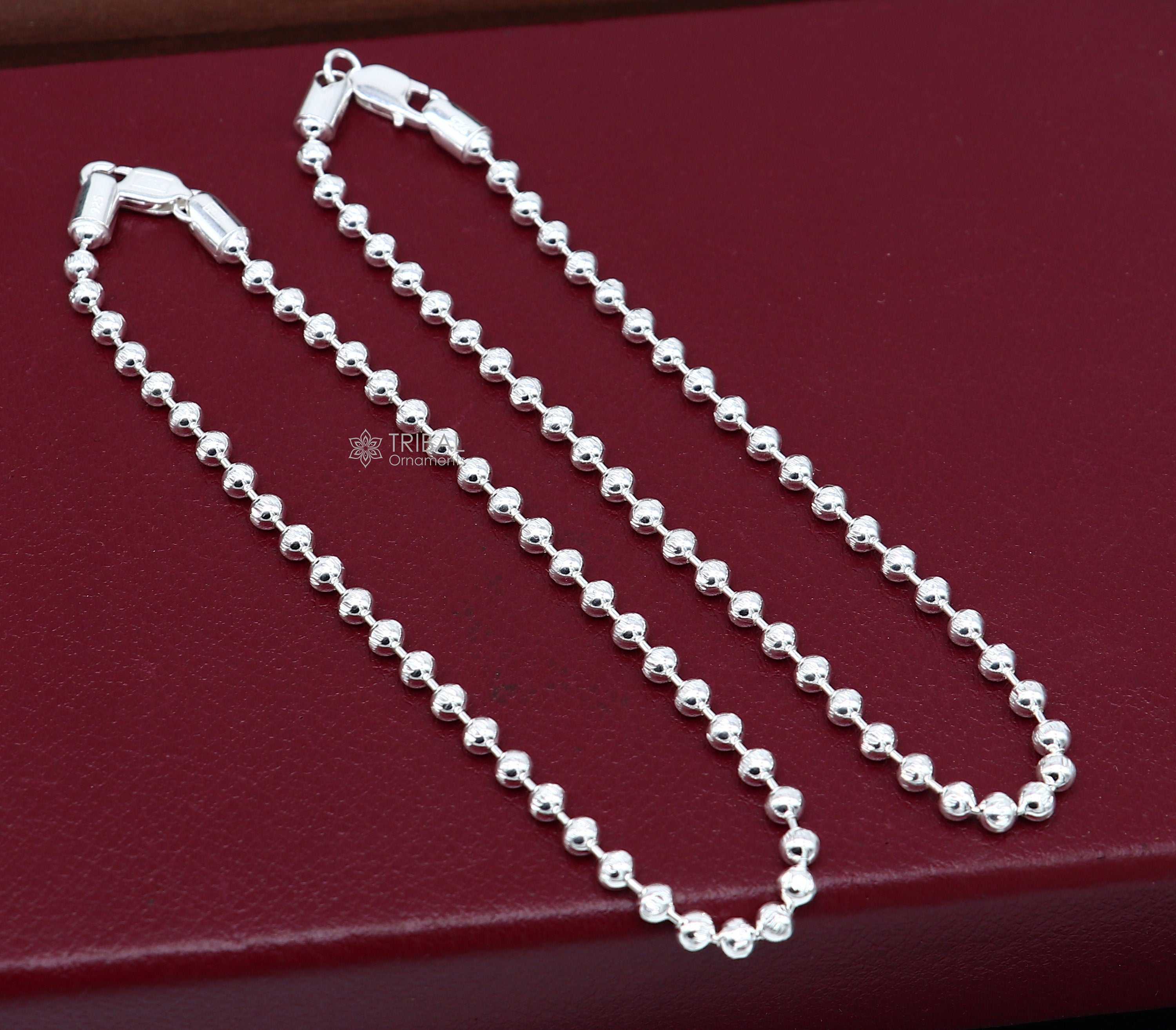 Silver leaf Anklet, Sterling offers silver delicate chain , Mini Ball Anklets, Organic jewelry, Handmade, Botanical Anklets, Bracelet # 190 B