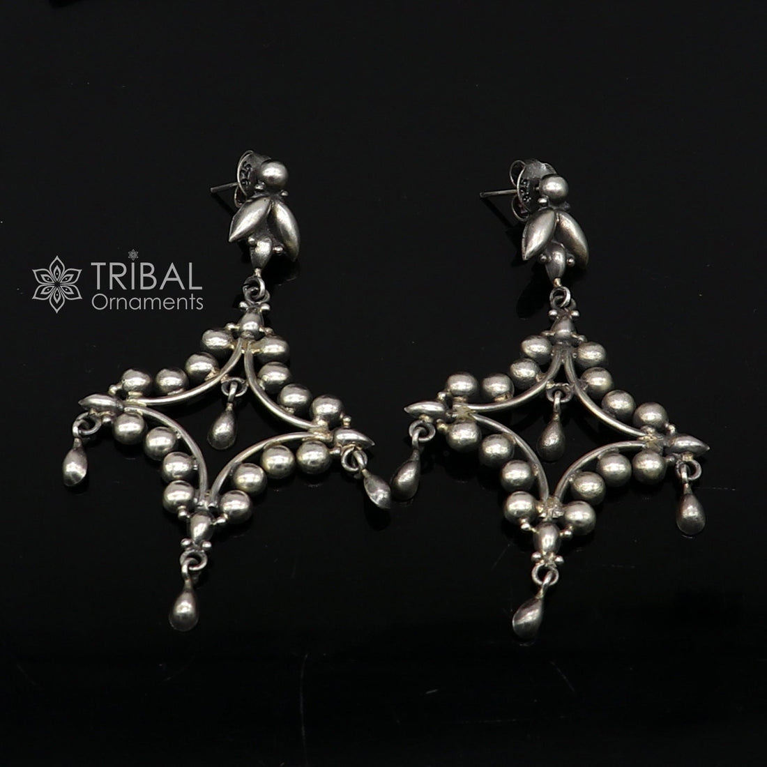 925 Sterling silver handmade customized vintage Floral stud earring, Amazing stylish earring, fabulous drop dangle gifting jewelry s1243 - TRIBAL ORNAMENTS