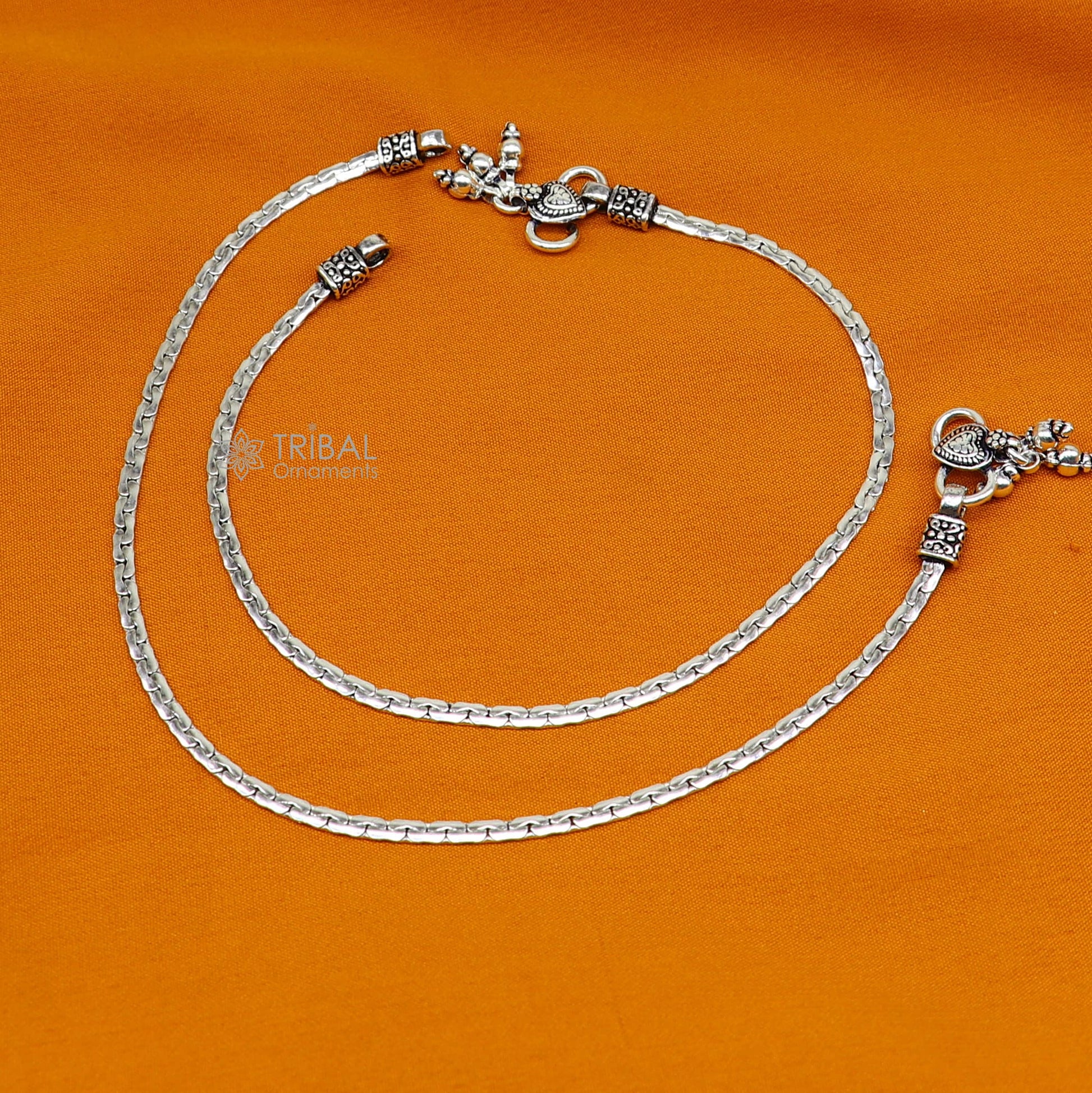 Handmade fabulous unique chain 925 sterling silver ankle bracelet, silver anklets, foot bracelet amazing belly dance jewelry gift her ank603 - TRIBAL ORNAMENTS