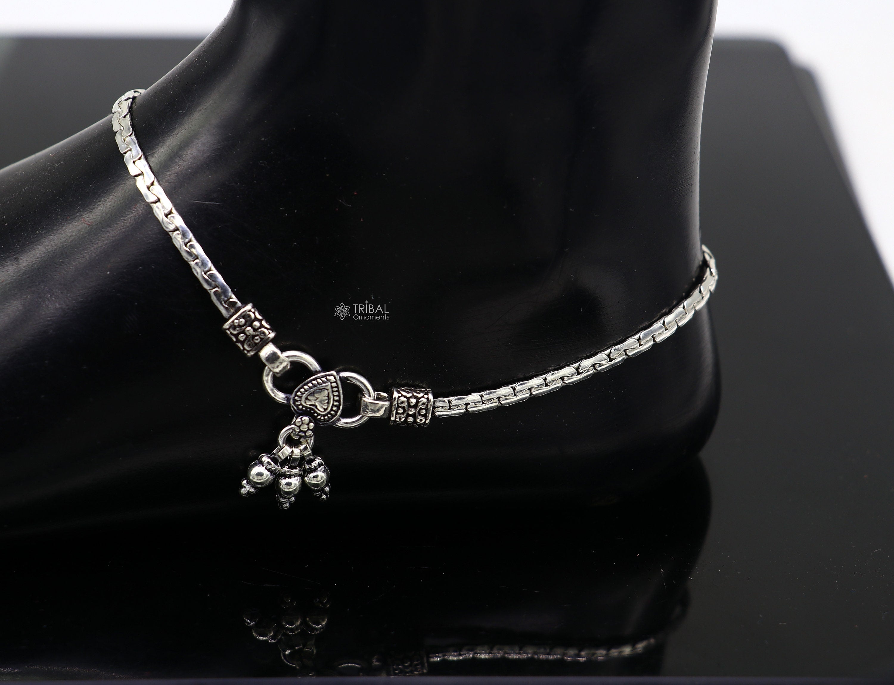 Handmade fabulous unique chain 925 sterling silver ankle bracelet