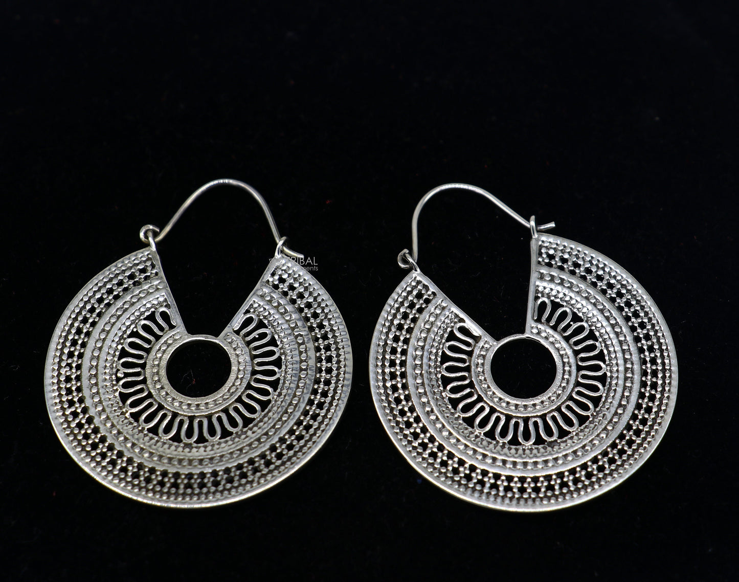 92.5 sterling silver gorgeous Exclusive design hoops hanging earrings fabulous silver ethnic tribal  functional earrings jewellery s1261 - TRIBAL ORNAMENTS