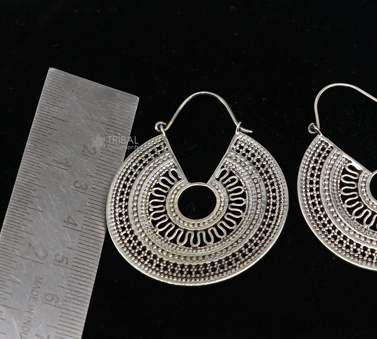 92.5 sterling silver gorgeous Exclusive design hoops hanging earrings fabulous silver ethnic tribal  functional earrings jewellery s1261 - TRIBAL ORNAMENTS