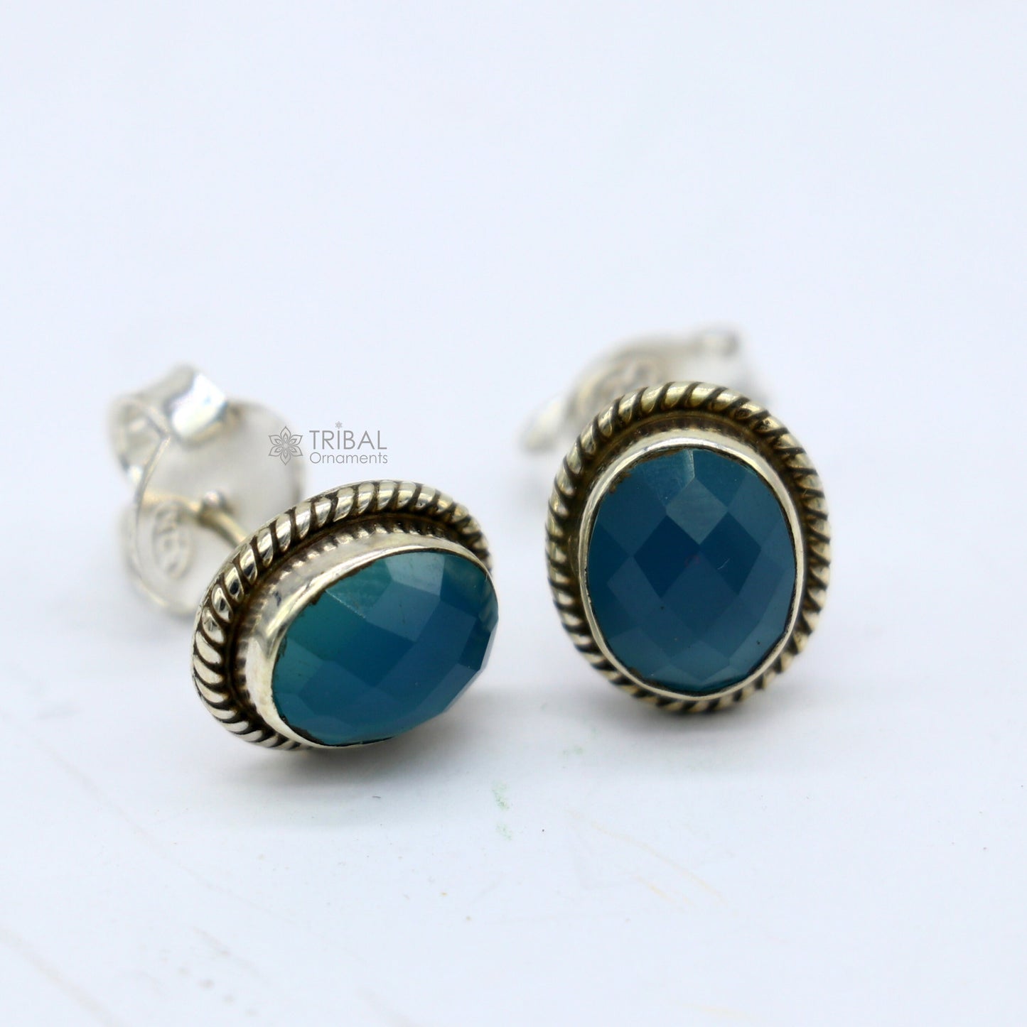 925 sterling silver handmade stud earring with gorgeous single blue quartz stone stud earring best unisex jewelry s1271 - TRIBAL ORNAMENTS