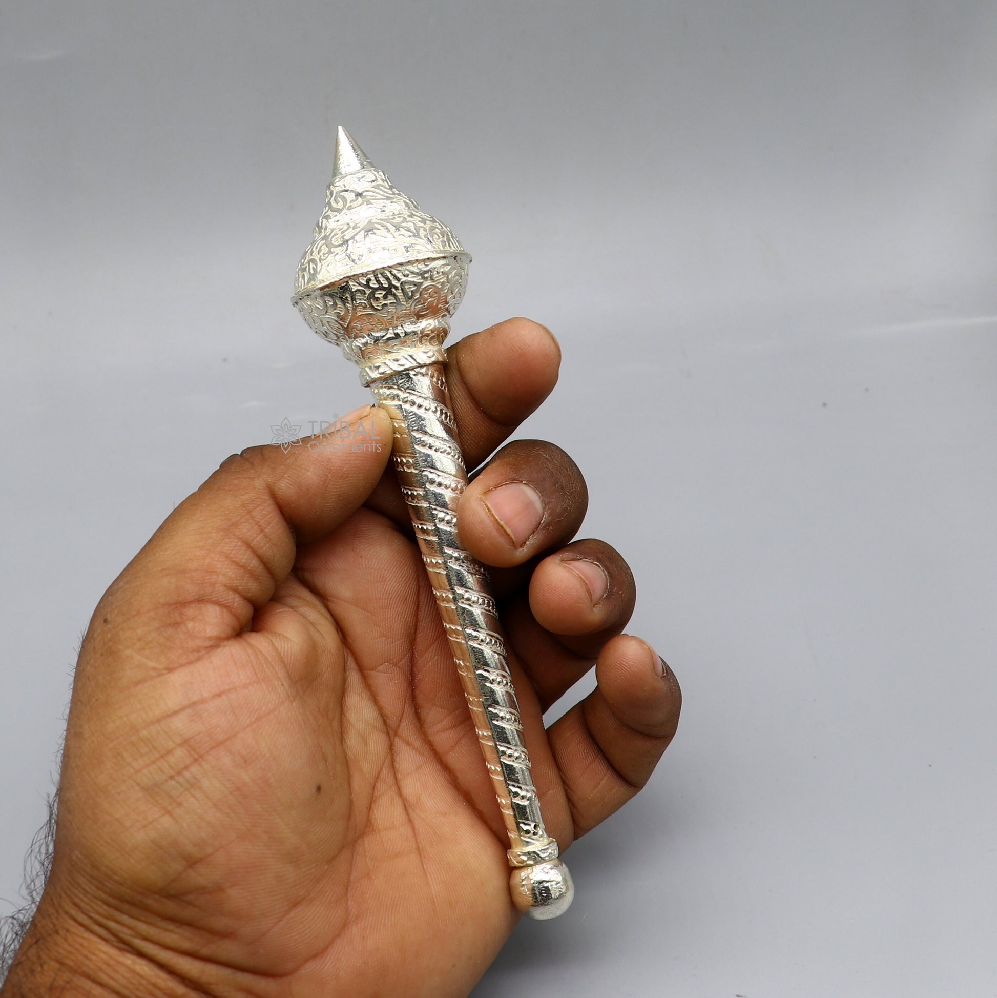 6" Sterling silver handmade vintage style lord Hanuman Gada/Mace, divine gift for idol hanuman for best wishes puja articles su1221 - TRIBAL ORNAMENTS