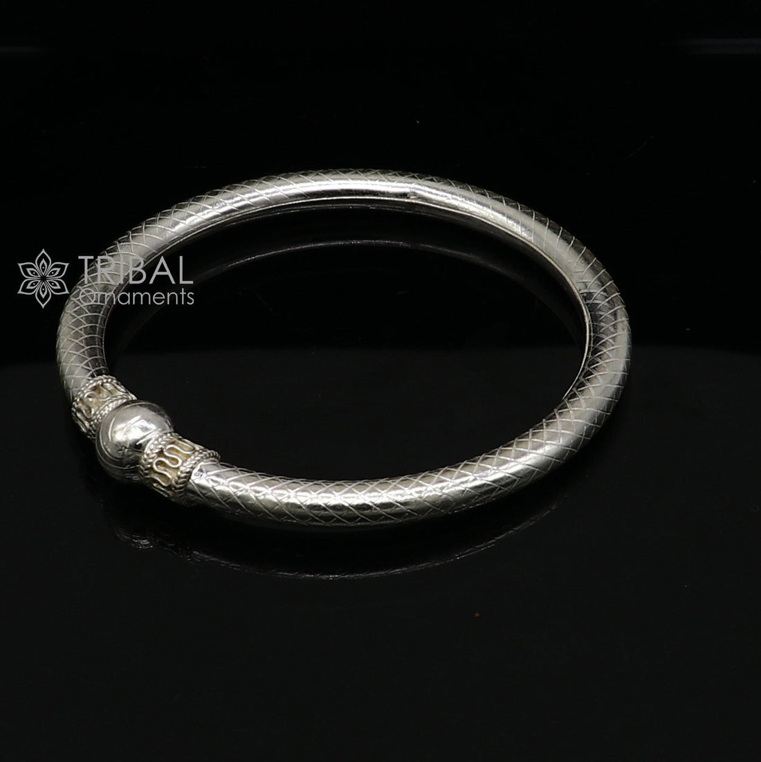 925 sterling silver handmade fabulous plain shine design bangle bracelet kada jewelry, tribal ethnic cultural single ball kada bangle nba416 - TRIBAL ORNAMENTS