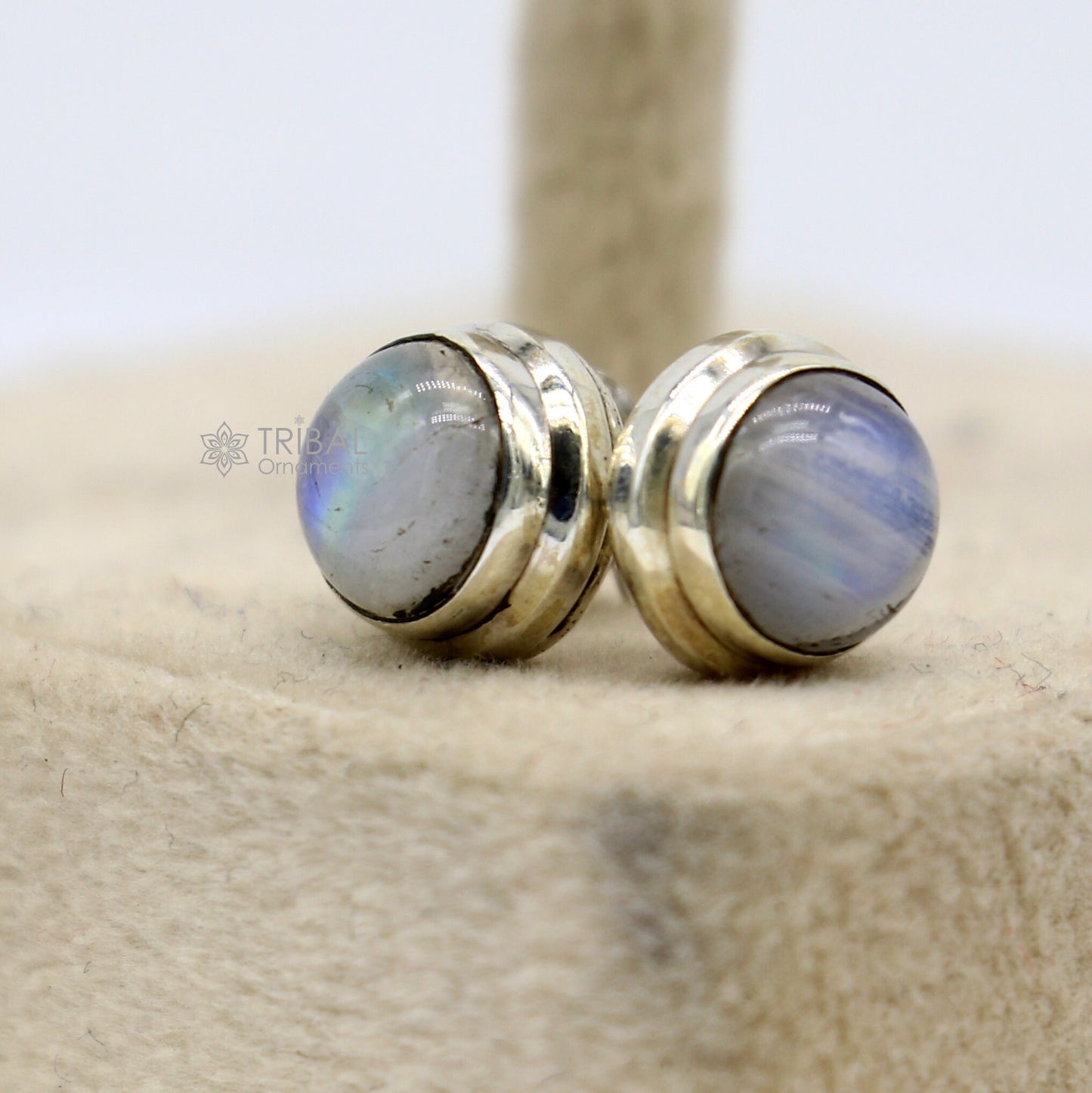 Moonstone 925 sterling silver handmade stud earring best unisex daily use jewelry s1277 - TRIBAL ORNAMENTS