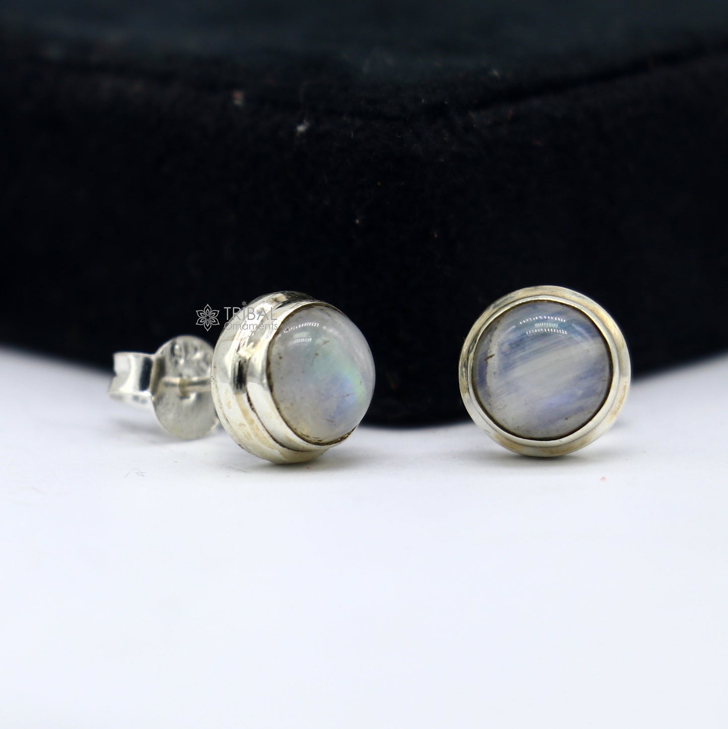 Moonstone 925 sterling silver handmade stud earring best unisex daily use jewelry s1277 - TRIBAL ORNAMENTS