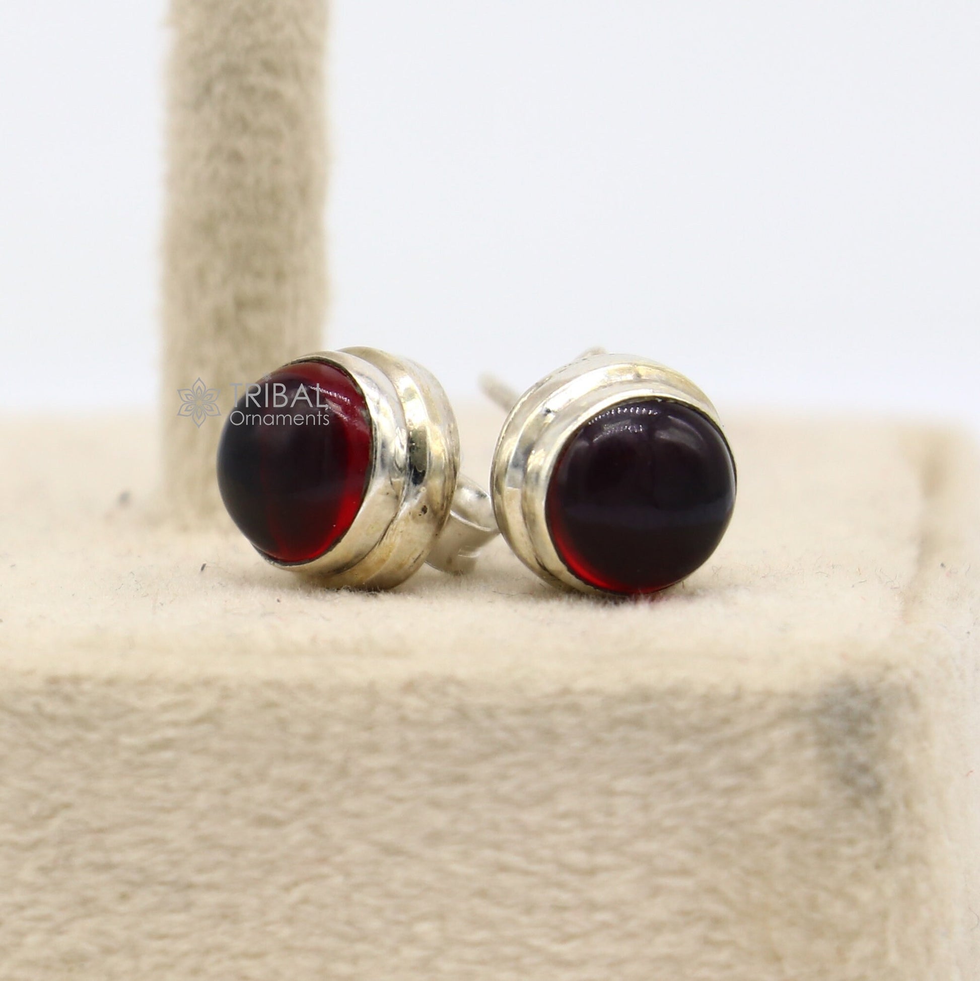 925 sterling silver gorgeous Garnet stone stud earring best gifting light weight stone jewelry s1278 - TRIBAL ORNAMENTS