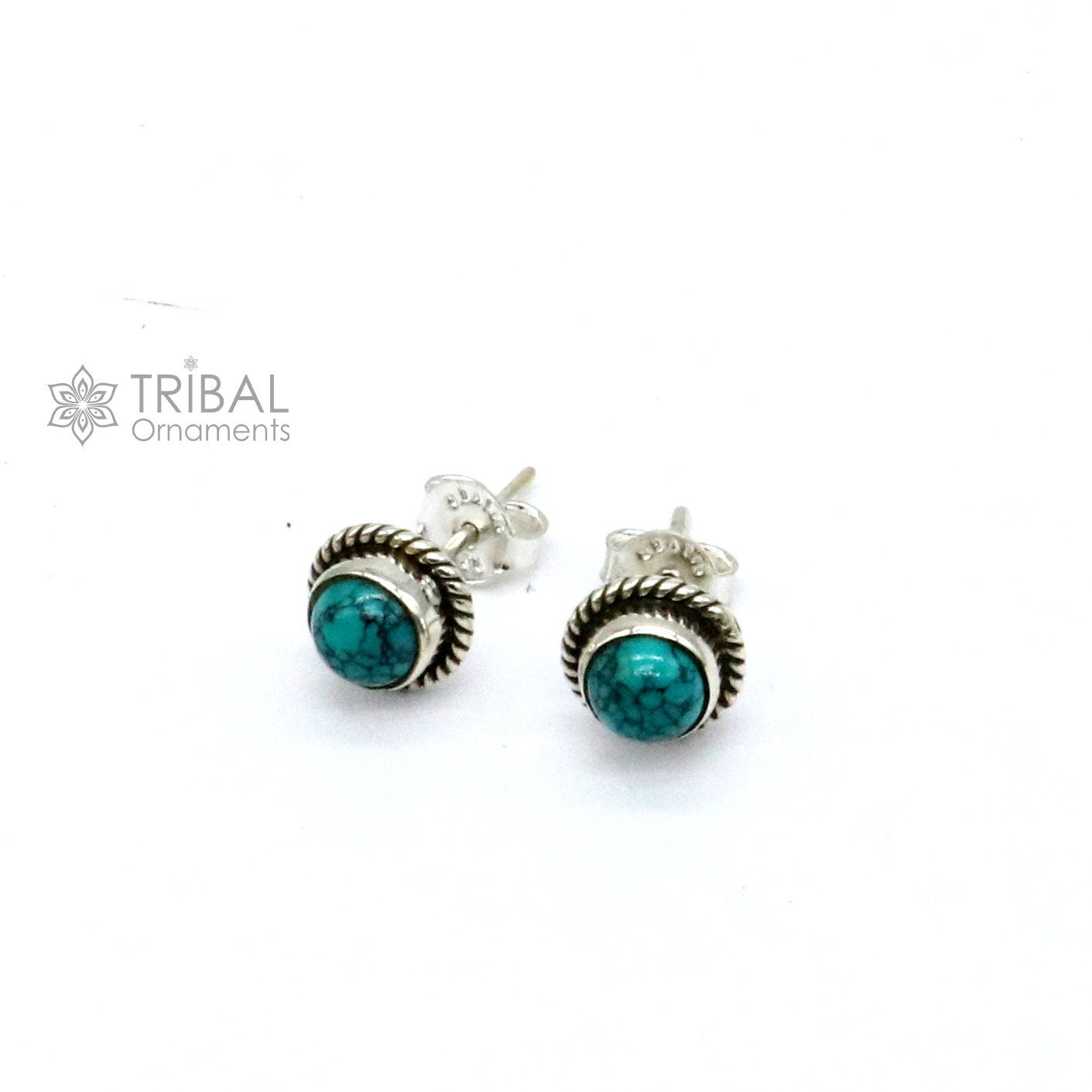 925 sterling silver handmade stud earring with gorgeous single blue turquoise stone stud earring best unisex jewelry s1280 - TRIBAL ORNAMENTS