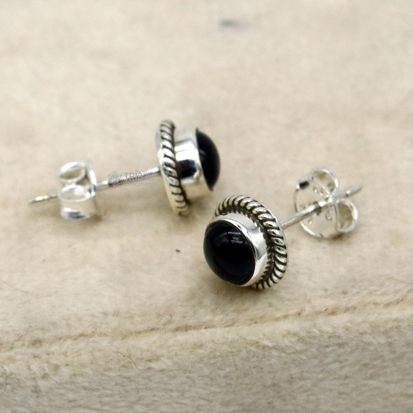 925 sterling silver handmade stud earring with gorgeous single black onyx stone stud earring best unisex jewelry s1282 - TRIBAL ORNAMENTS