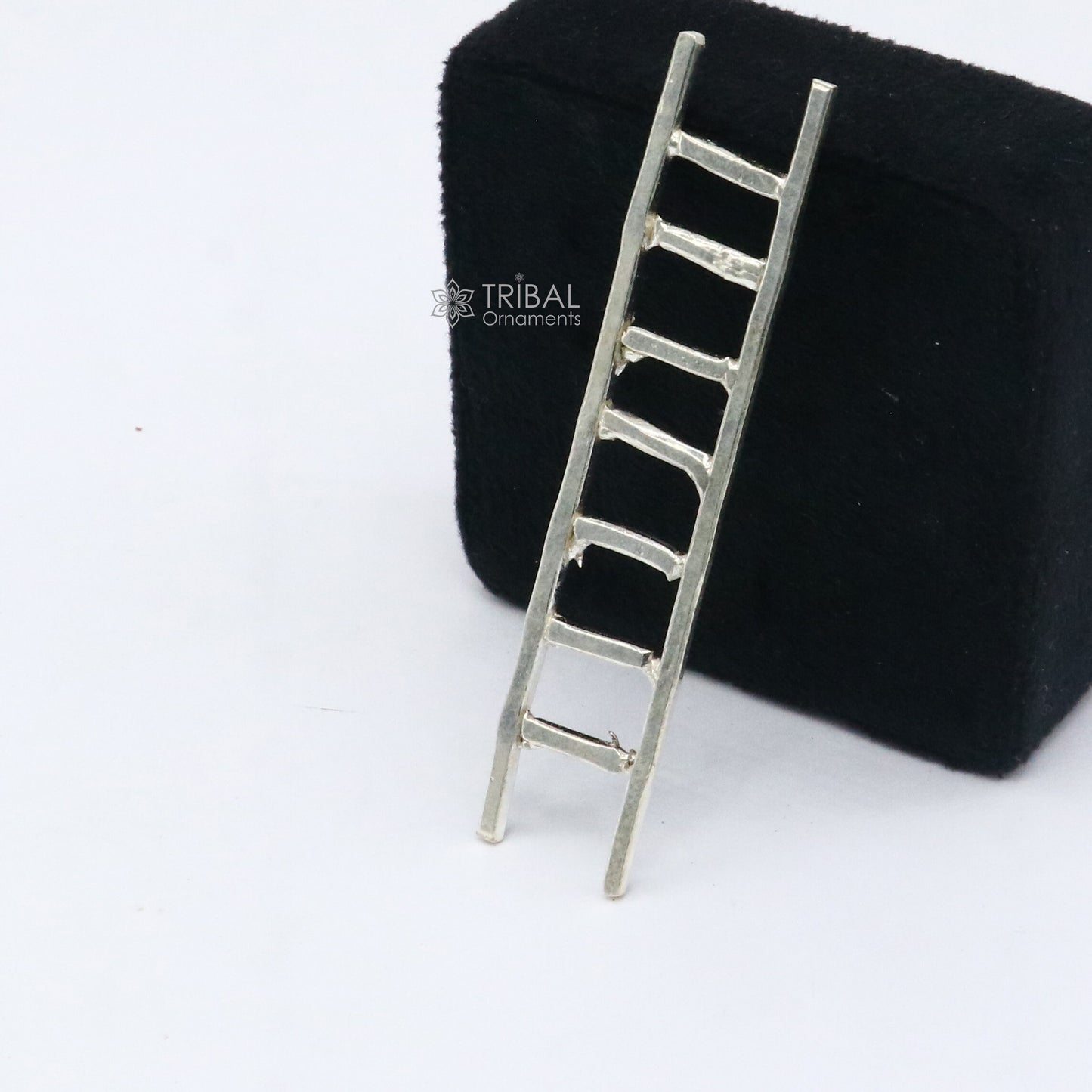 2.5 inches long 925 sterling silver handmade ladder 7 steps silver stair, amazing silver puja article silver utensils su1215 - TRIBAL ORNAMENTS