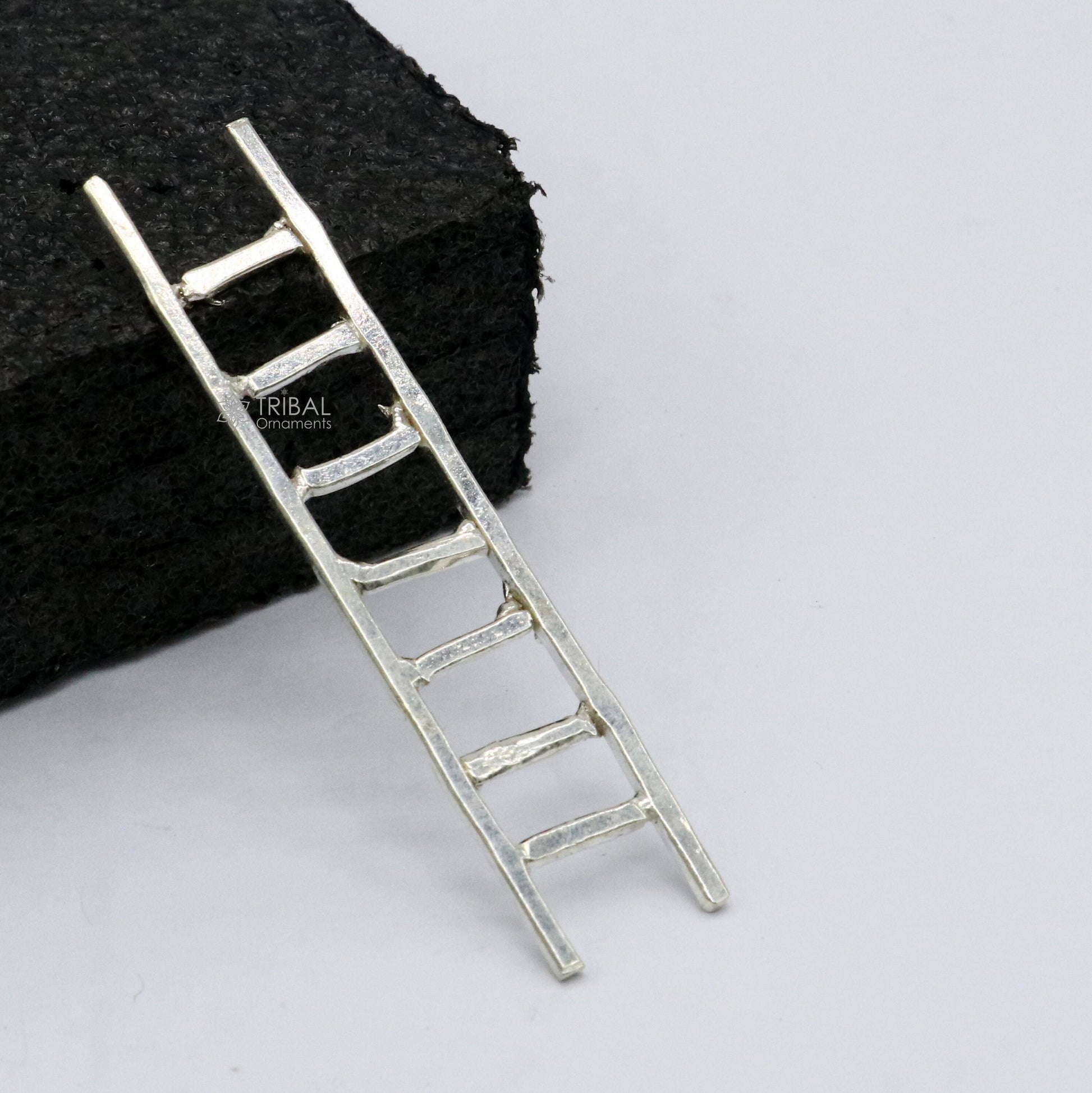 2.5 inches long 925 sterling silver handmade ladder 7 steps silver stair, amazing silver puja article silver utensils su1215 - TRIBAL ORNAMENTS