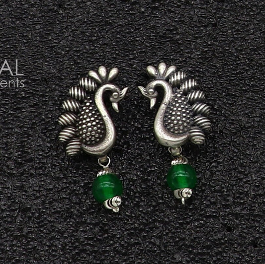 925 sterling silver handcrafted earring, stud earring, amazing peacock design drop dangle modern stylish party wear gifting earring s1287 - TRIBAL ORNAMENTS