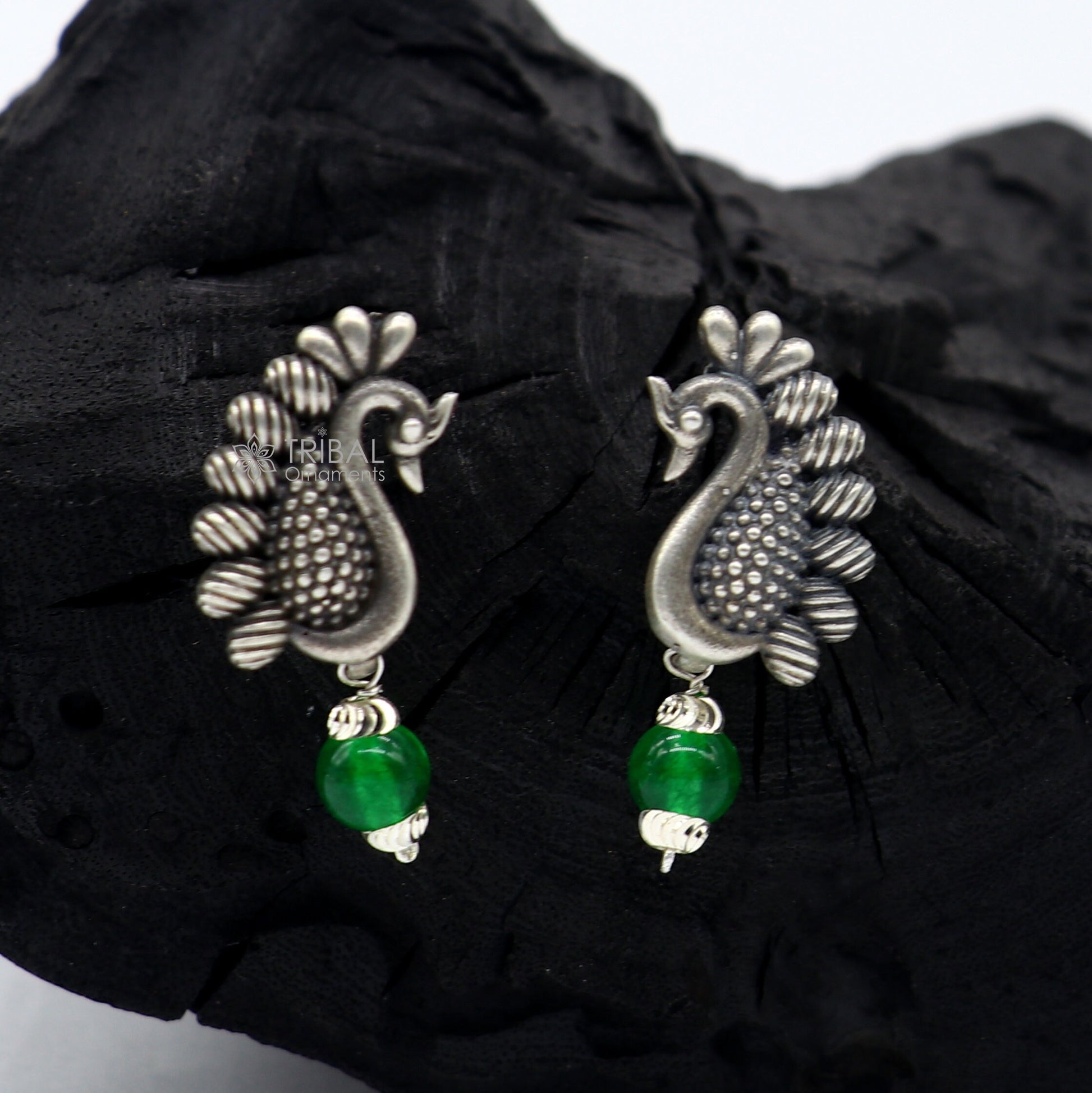 925 sterling silver handcrafted earring, stud earring, amazing peacock design drop dangle modern stylish party wear gifting earring s1287 - TRIBAL ORNAMENTS