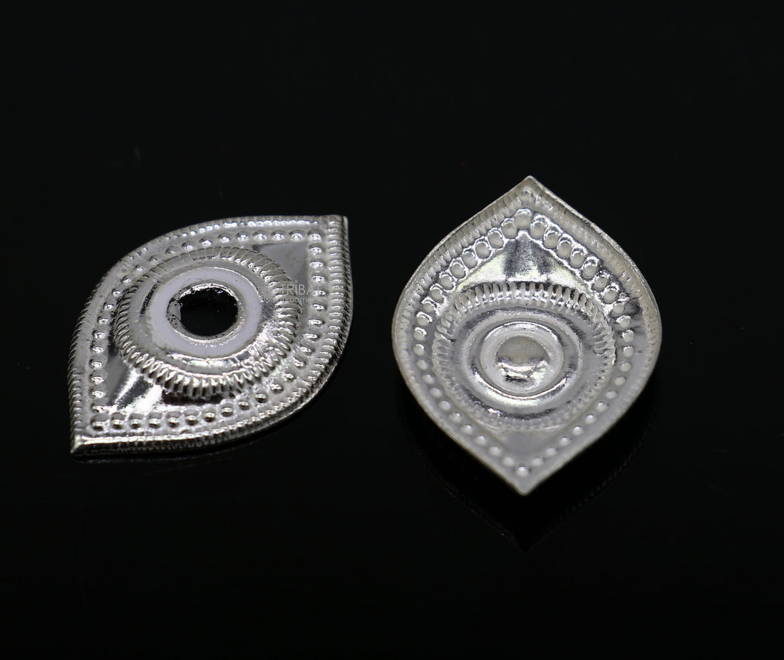 Solid sterling silver Netra or eyes, Amazing God jagannath White clean idols eyes, laddu gopala eyes su1230 - TRIBAL ORNAMENTS