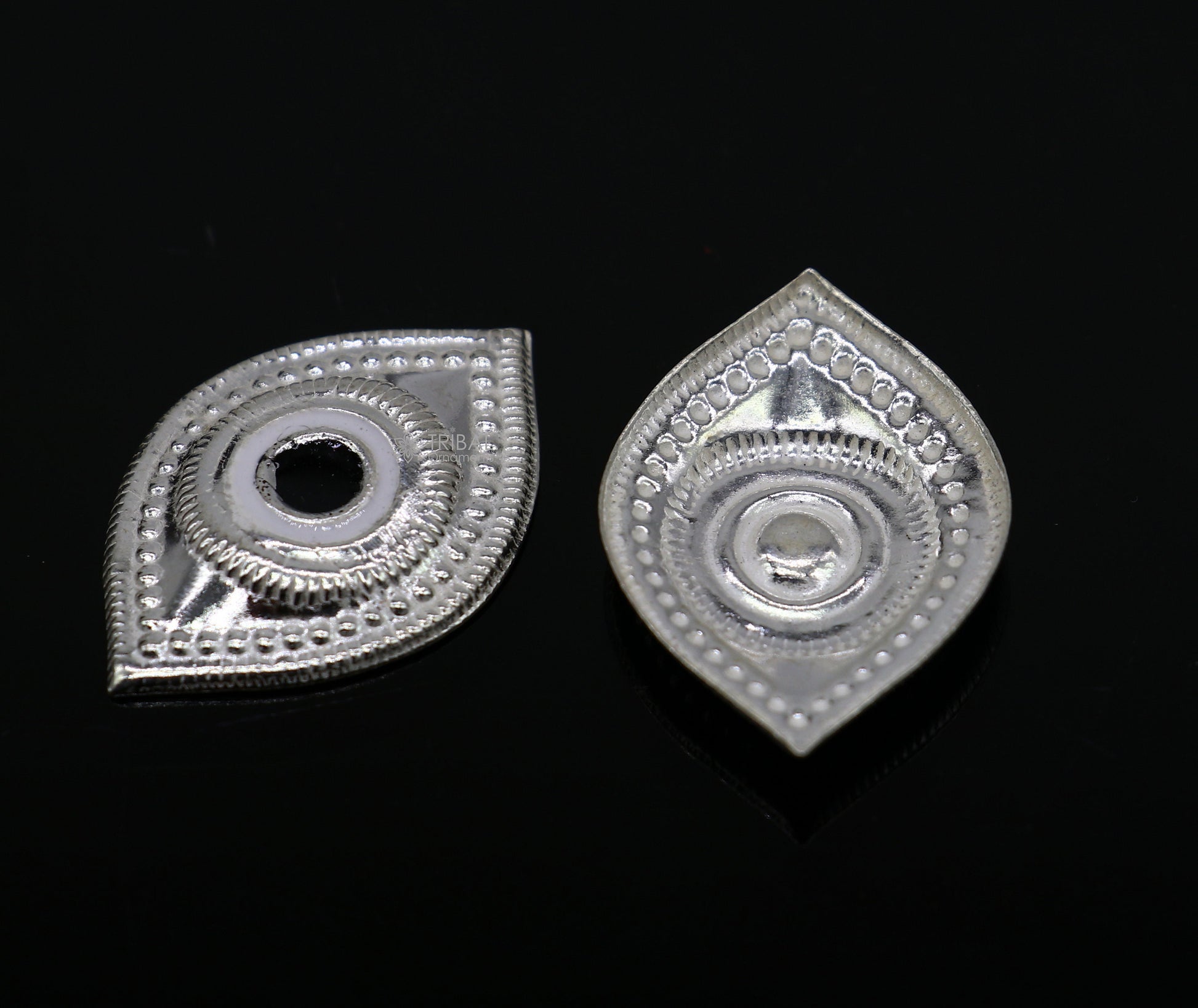 Solid sterling silver Netra or eyes, Amazing God jagannath White clean idols eyes, laddu gopala eyes su1230 - TRIBAL ORNAMENTS