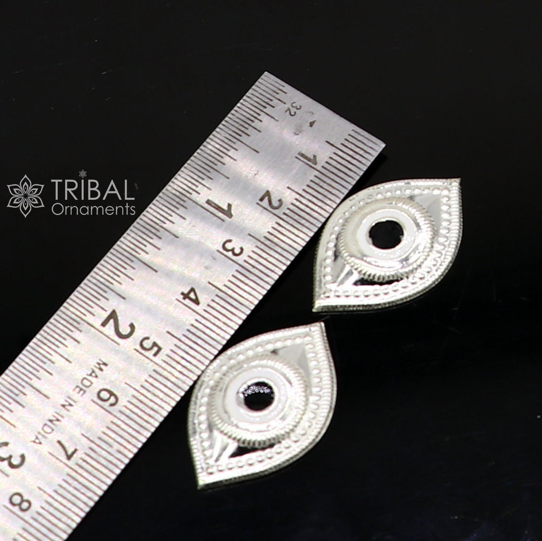 Solid sterling silver Netra or eyes, Amazing God jagannath White clean idols eyes, laddu gopala eyes su1230 - TRIBAL ORNAMENTS