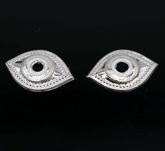 Solid sterling silver Netra or eyes, Amazing God jagannath White clean idols eyes, laddu gopala eyes su1230 - TRIBAL ORNAMENTS