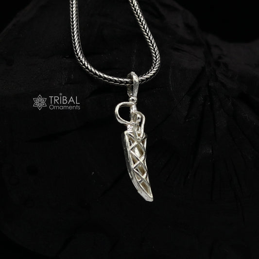 925 sterling silver handmade small tiny sword talwar kirpan knife pendant to protect you and kids from negative energy  nsp772 - TRIBAL ORNAMENTS