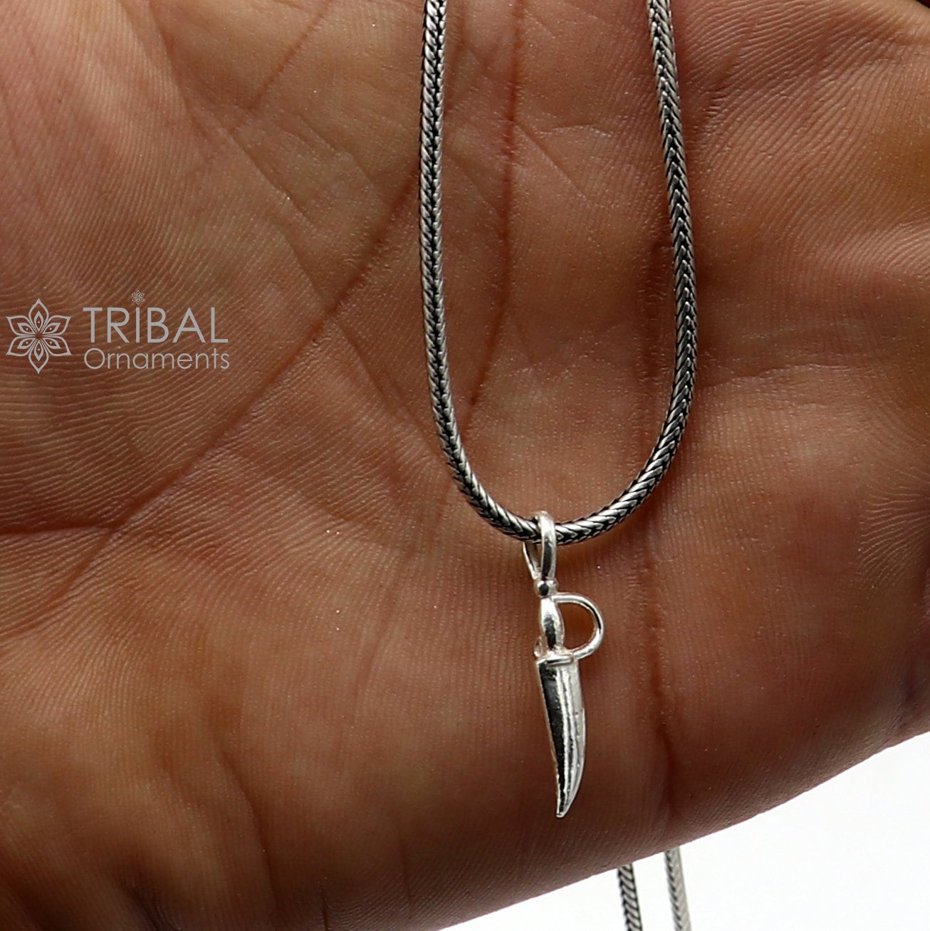 925 sterling silver handmade small tiny sword talwar kirpan knife pendant to protect you and kids from negative energy  nsp772 - TRIBAL ORNAMENTS