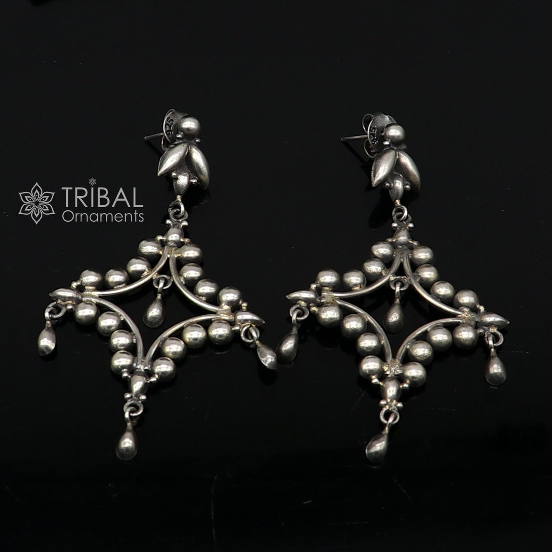 925 Sterling silver handmade customized vintage Floral stud earring, Amazing stylish earring, fabulous drop dangle gifting jewelry s1243 - TRIBAL ORNAMENTS