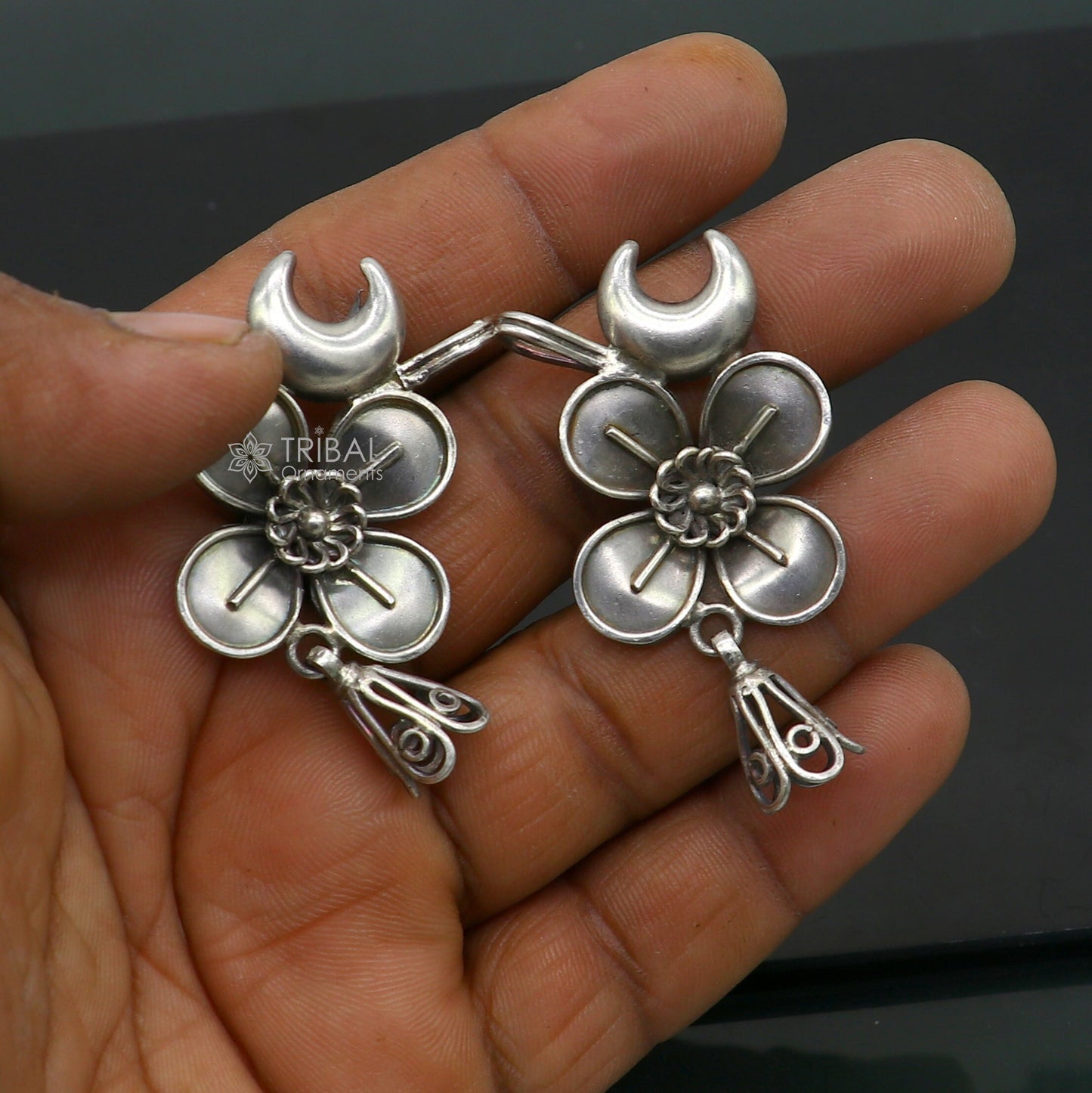 925 sterling silver handmade gorgeous cartilage stud earring fabulous ear clip customized tribal jewelry belly dance gifting jewelry s1301 - TRIBAL ORNAMENTS