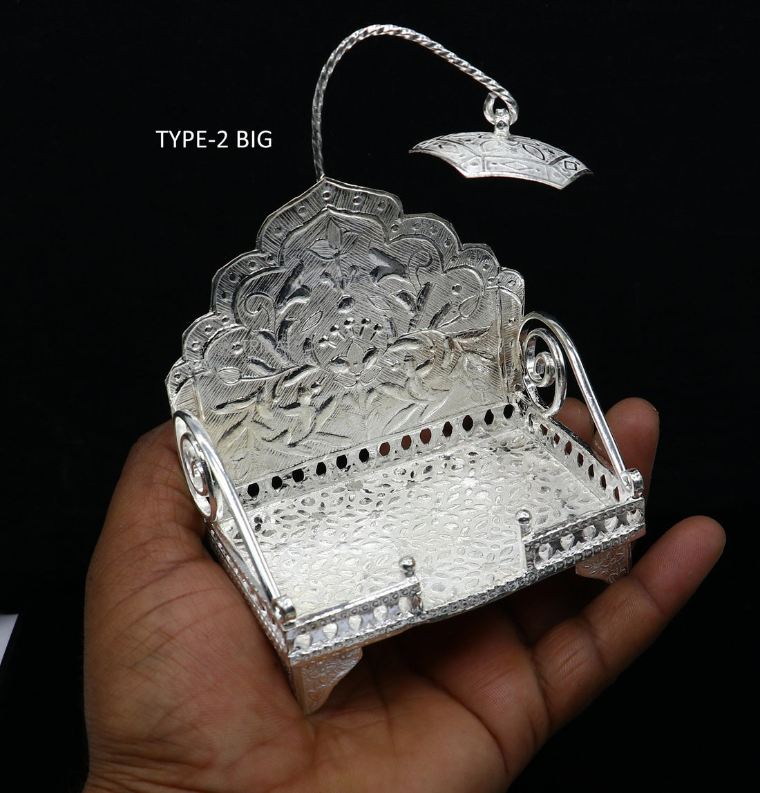 925 pure sterling silver sinhasan, God throne, god statue's stand chair singhasan, temple art puja asan chouki article art762 - TRIBAL ORNAMENTS