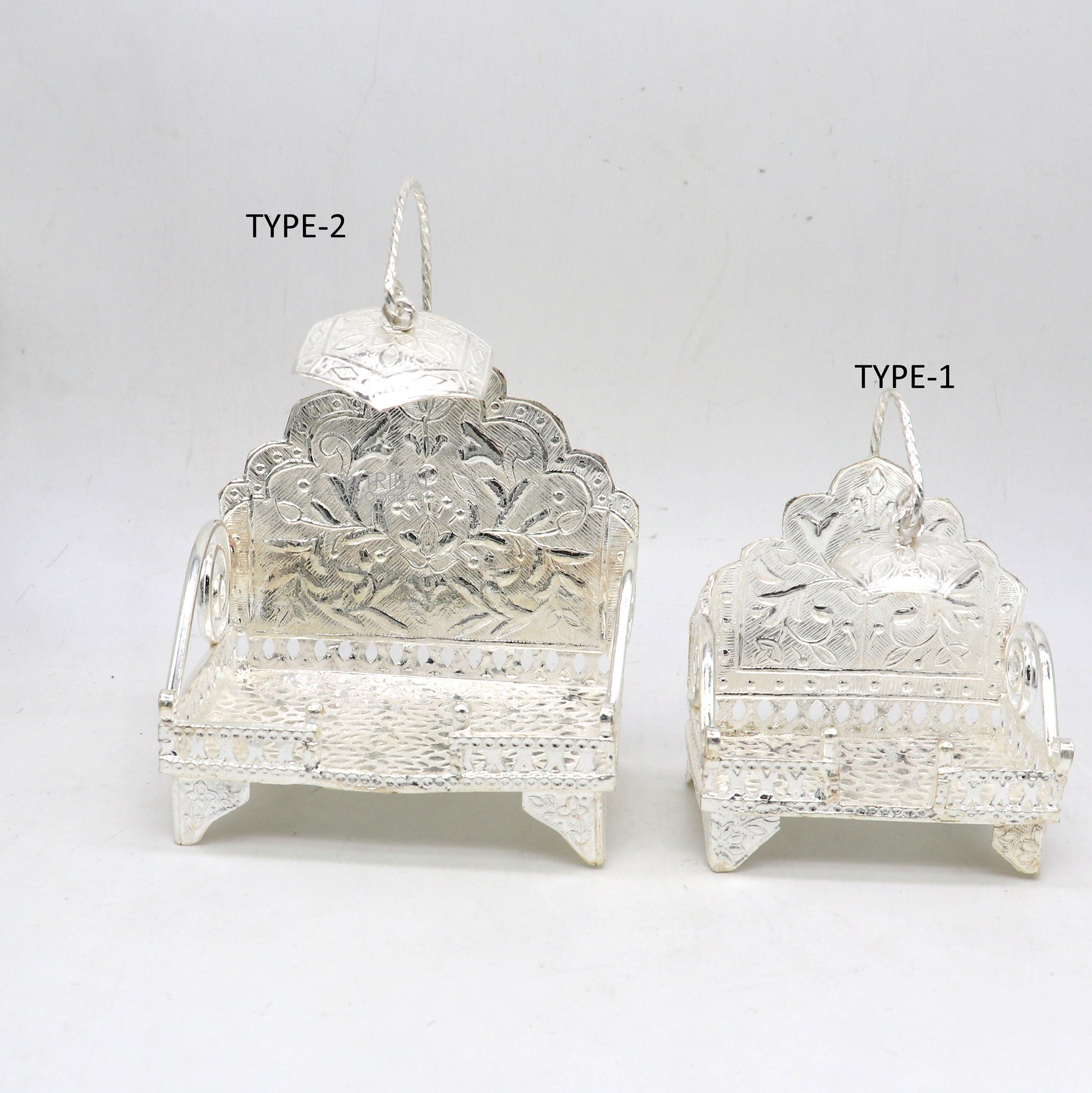 925 pure sterling silver sinhasan, God throne, god statue's stand chair singhasan, temple art puja asan chouki article art762 - TRIBAL ORNAMENTS