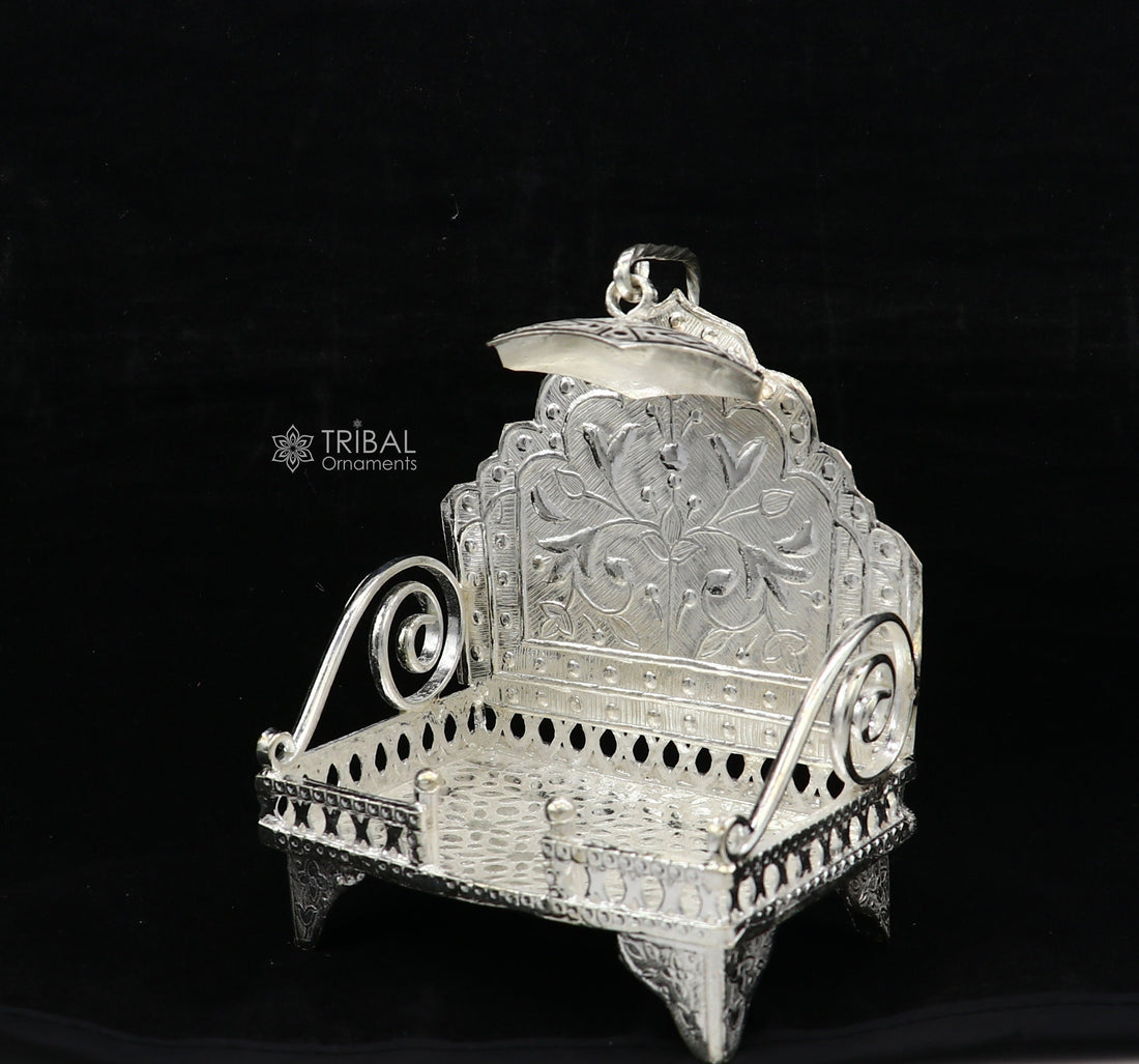 925 pure sterling silver sinhasan, God throne, god statue's stand chair singhasan, temple art puja asan chouki article art763 - TRIBAL ORNAMENTS