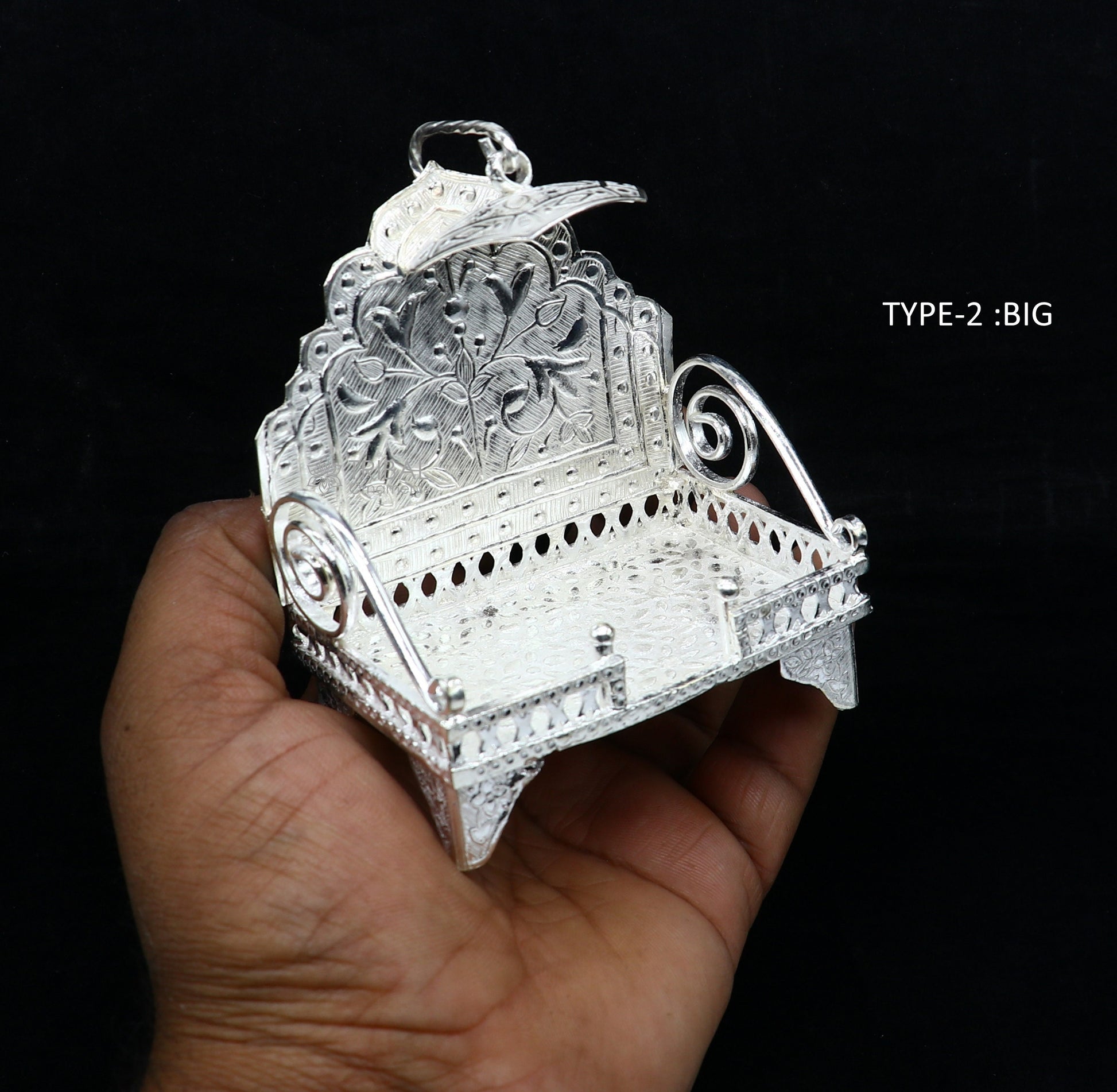 925 pure sterling silver sinhasan, God throne, god statue's stand chair singhasan, temple art puja asan chouki article art763 - TRIBAL ORNAMENTS