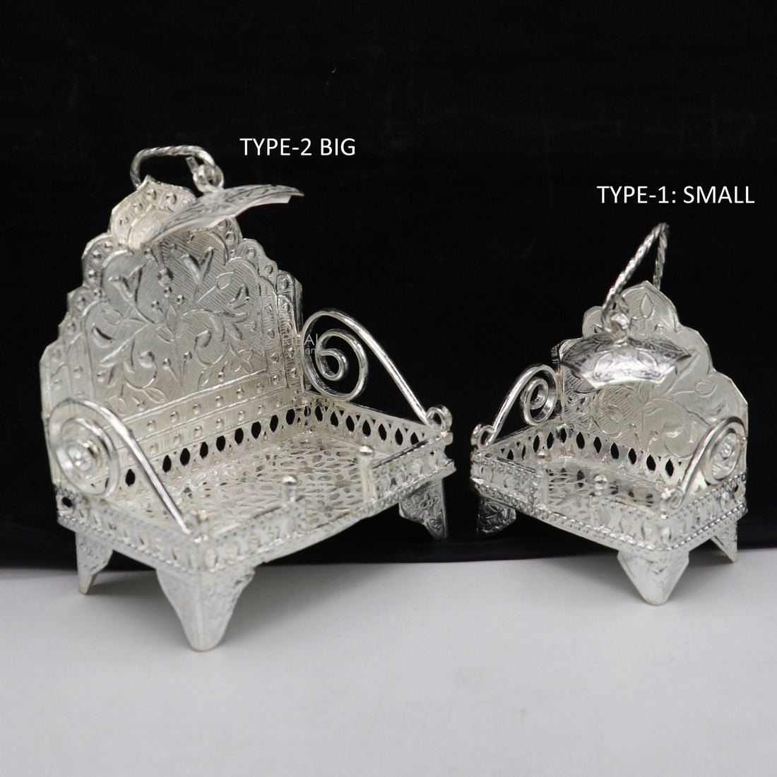 925 pure sterling silver sinhasan, God throne, god statue's stand chair singhasan, temple art puja asan chouki article art763 - TRIBAL ORNAMENTS