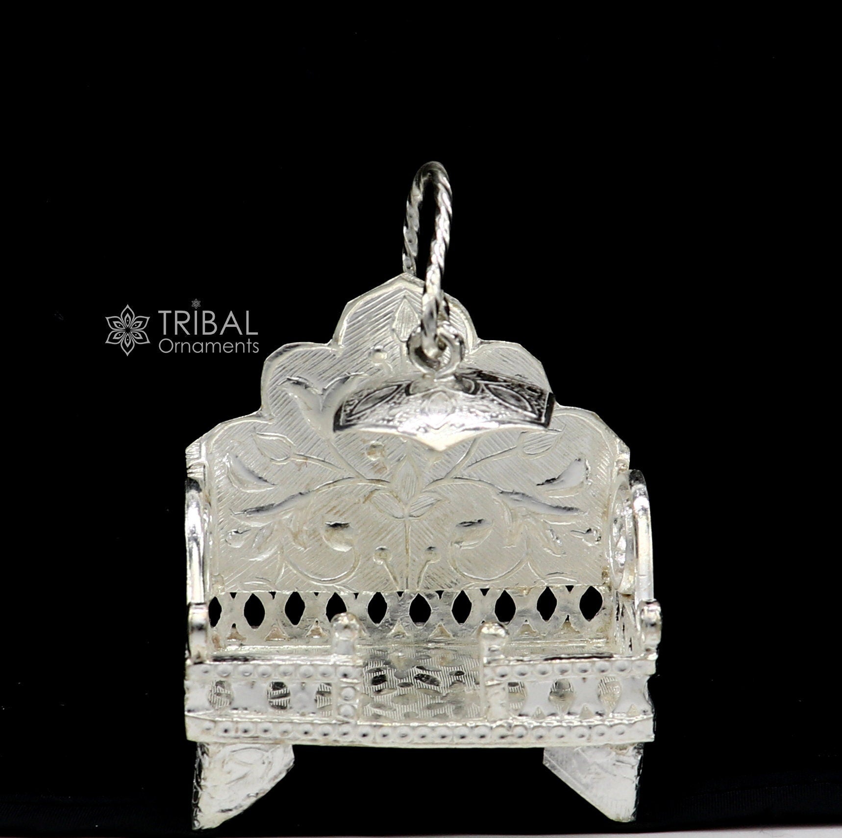 925 pure sterling silver sinhasan, God throne, god statue's stand chair singhasan, temple art puja asan chouki article art763 - TRIBAL ORNAMENTS