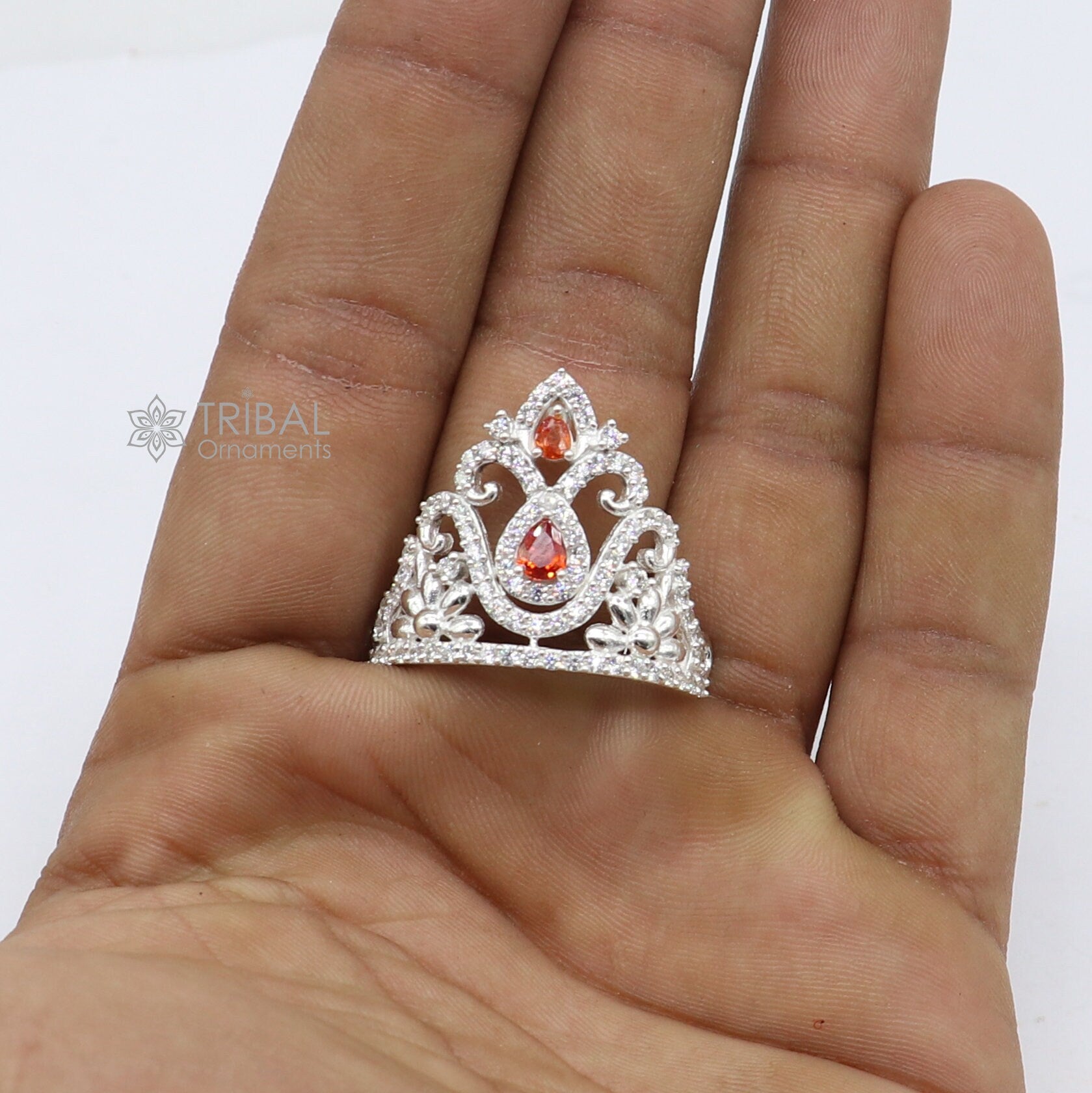 Amazing CZ stone handmade 925 sterling silver lord baby Krishna Mukut, amazing Laddu Gopala, crawling Krishna crown head jewelry su1242 - TRIBAL ORNAMENTS