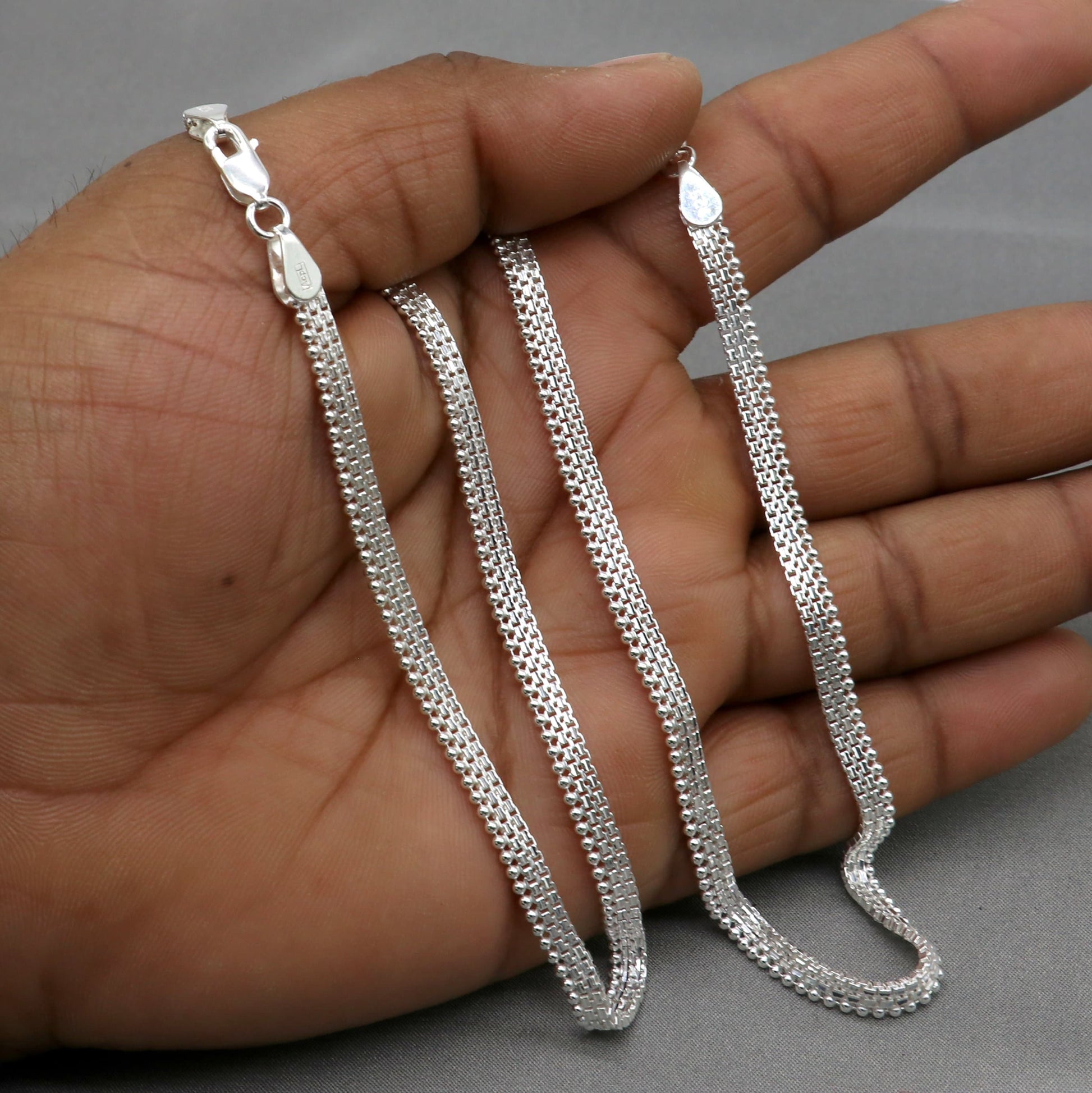 Handmade 4MM chain 925 sterling silver ankle bracelet, silver anklets, foot bracelet amazing belly dance jewelry gift her ank606 - TRIBAL ORNAMENTS