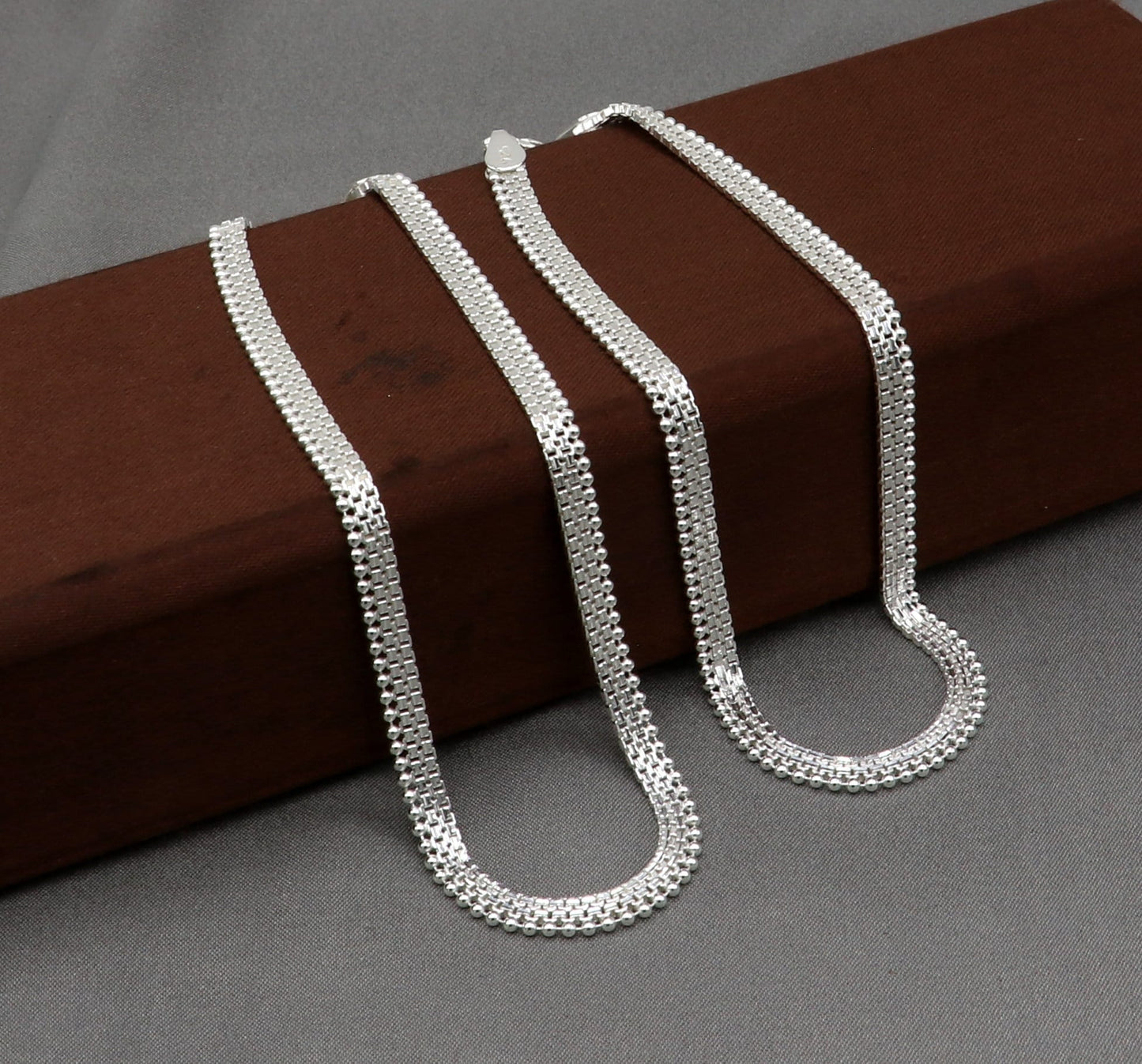 Handmade 4MM chain 925 sterling silver ankle bracelet, silver anklets, foot bracelet amazing belly dance jewelry gift her ank606 - TRIBAL ORNAMENTS