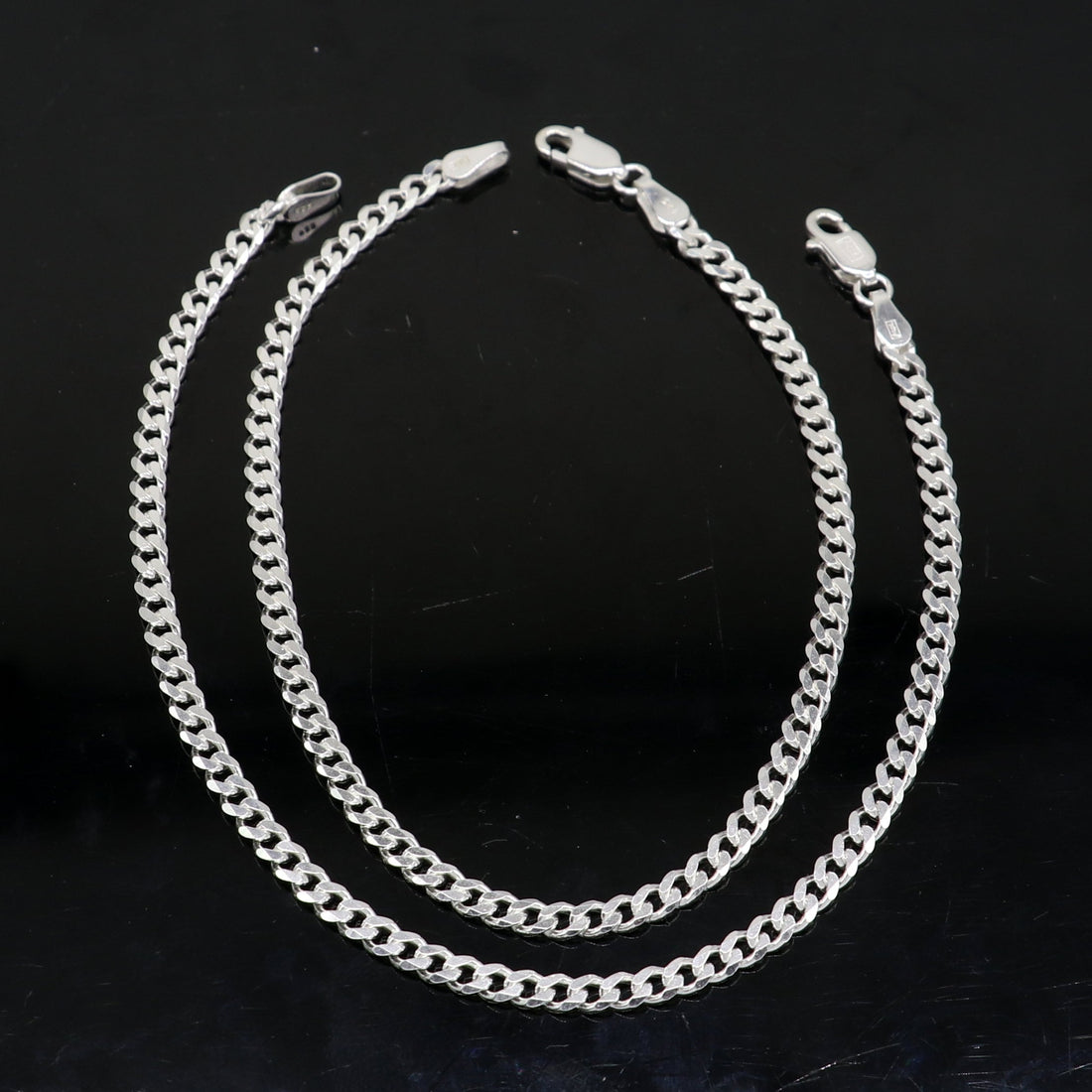 8.5" Handmade 3MM chain 925 sterling silver bracelet OR anklets, foot bracelet amazing belly dance jewelry gift her combo use jewelry ank607 - TRIBAL ORNAMENTS