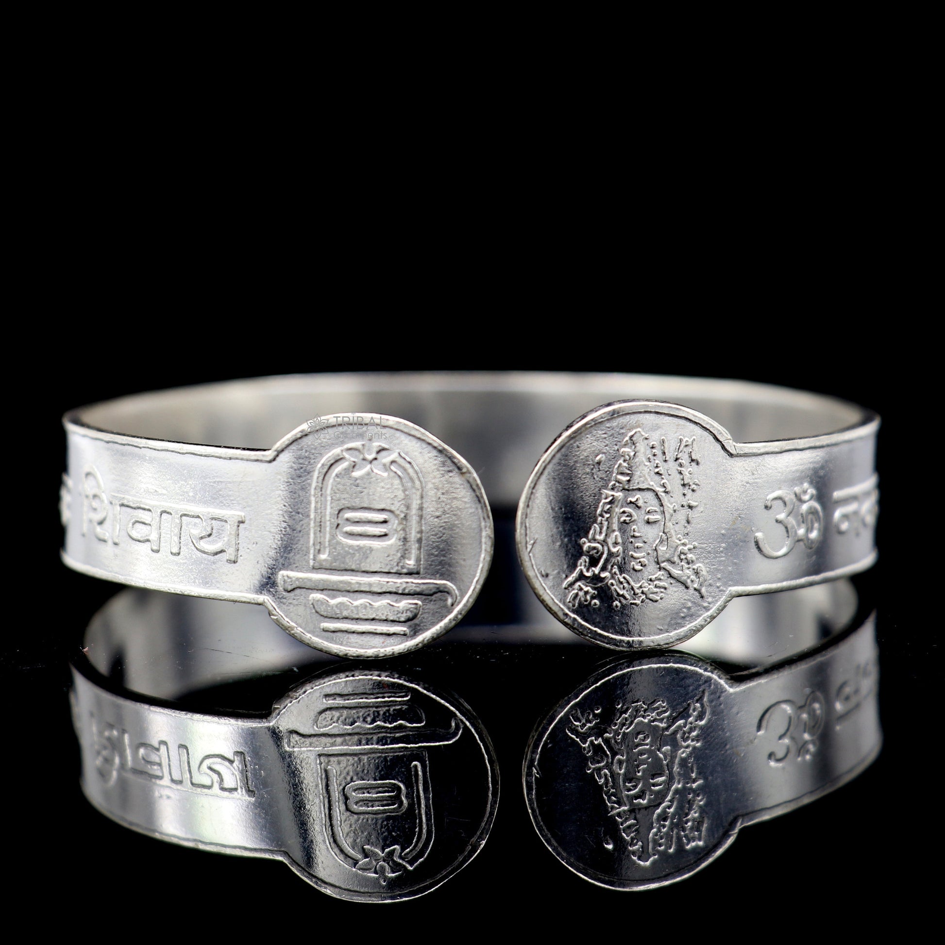 Handmade 925 Sterling silver solid cuff kada bracelet mantra bracelet "aum namah shivay "Mantra Divine cuff kada bracelet  nsk210 - TRIBAL ORNAMENTS