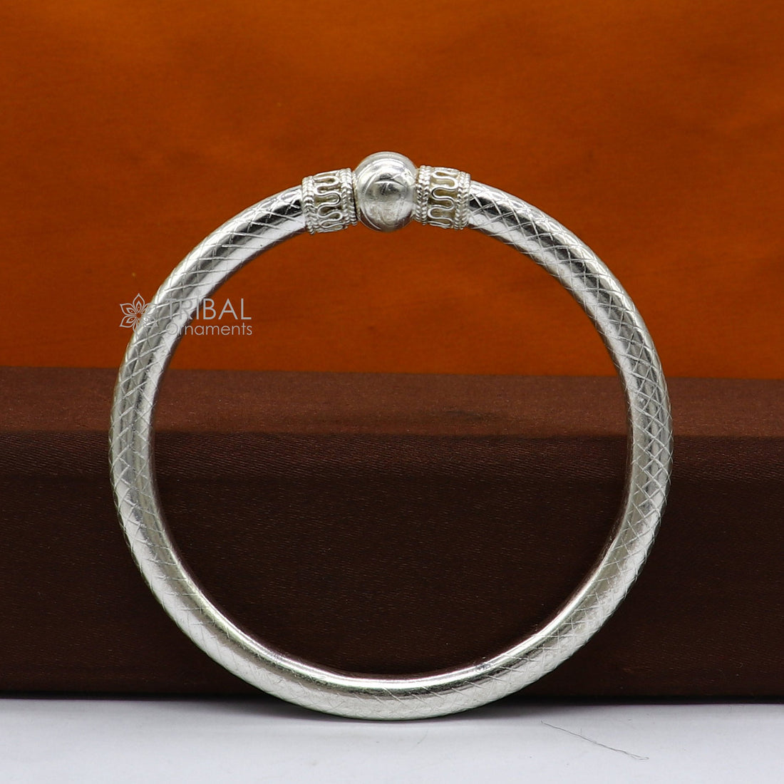 925 sterling silver handmade fabulous plain shine design bangle bracelet kada jewelry, tribal ethnic cultural single ball kada bangle nba416 - TRIBAL ORNAMENTS