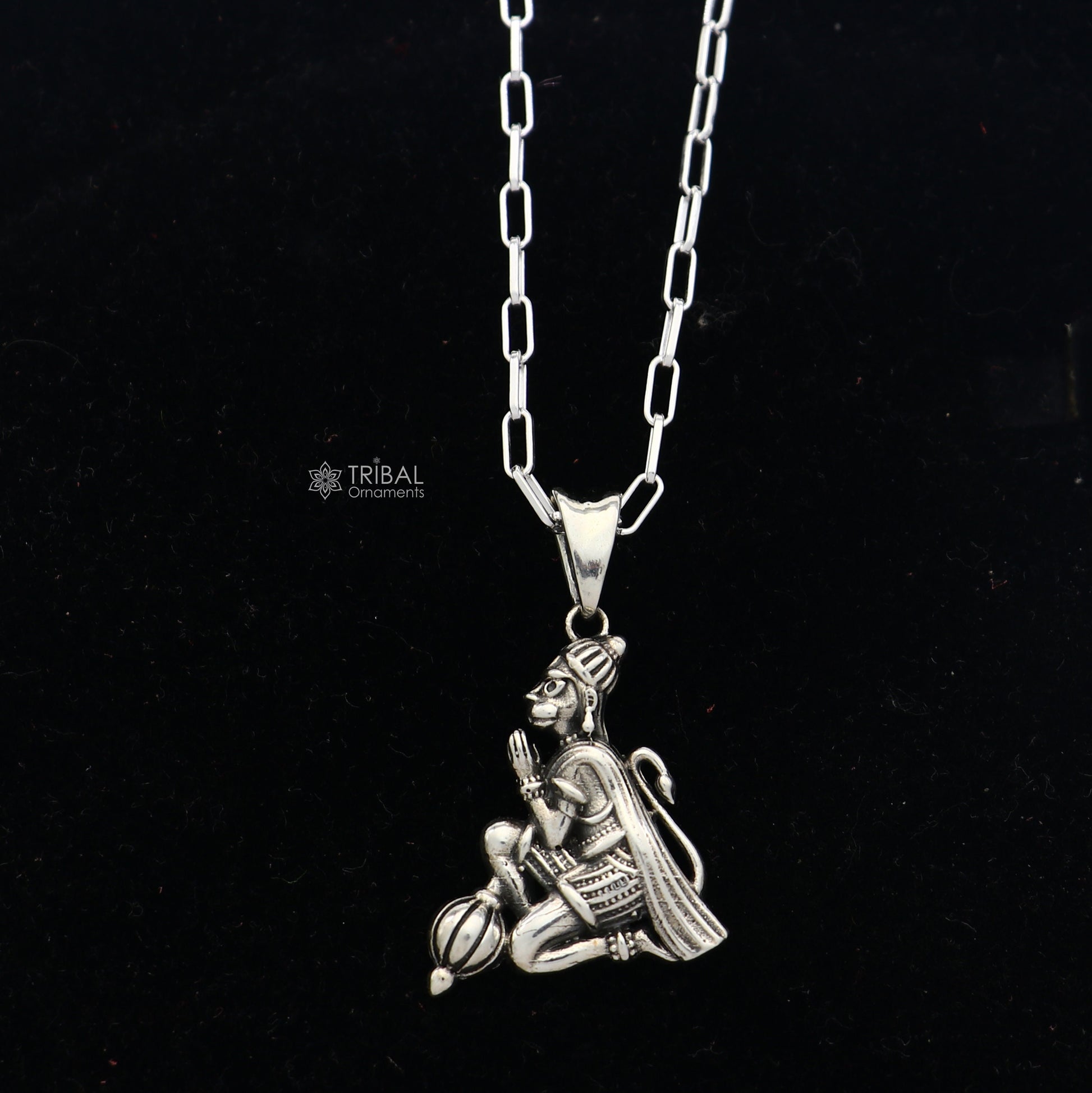 925 sterling silver handmade Hindu idol God Lord hanuman pendant, amazing divine lord bajarangbali pendant unisex gifting jewelry NSP780 - TRIBAL ORNAMENTS