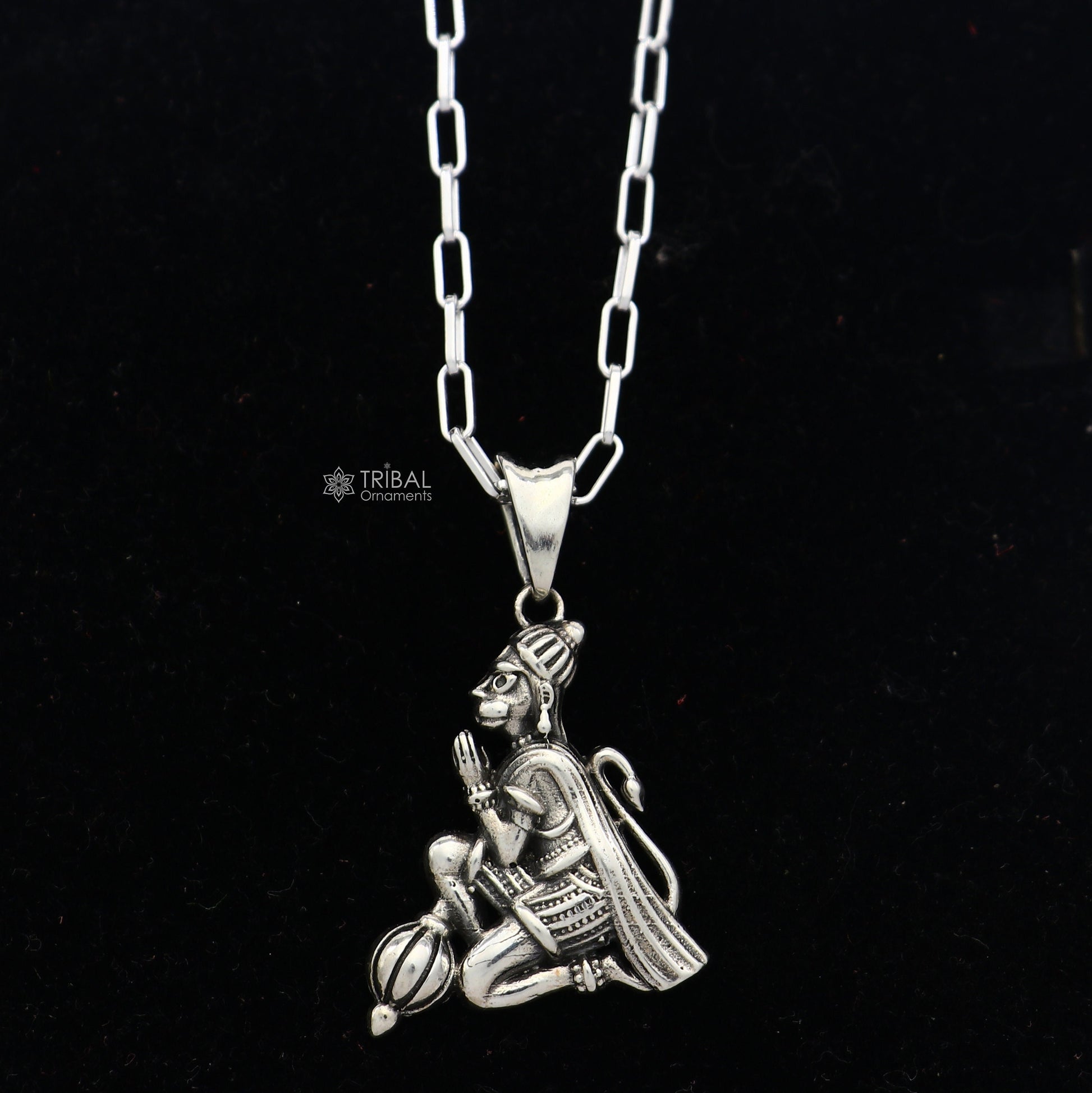 925 sterling silver handmade Hindu idol God Lord hanuman pendant, amazing divine lord bajarangbali pendant unisex gifting jewelry NSP780 - TRIBAL ORNAMENTS