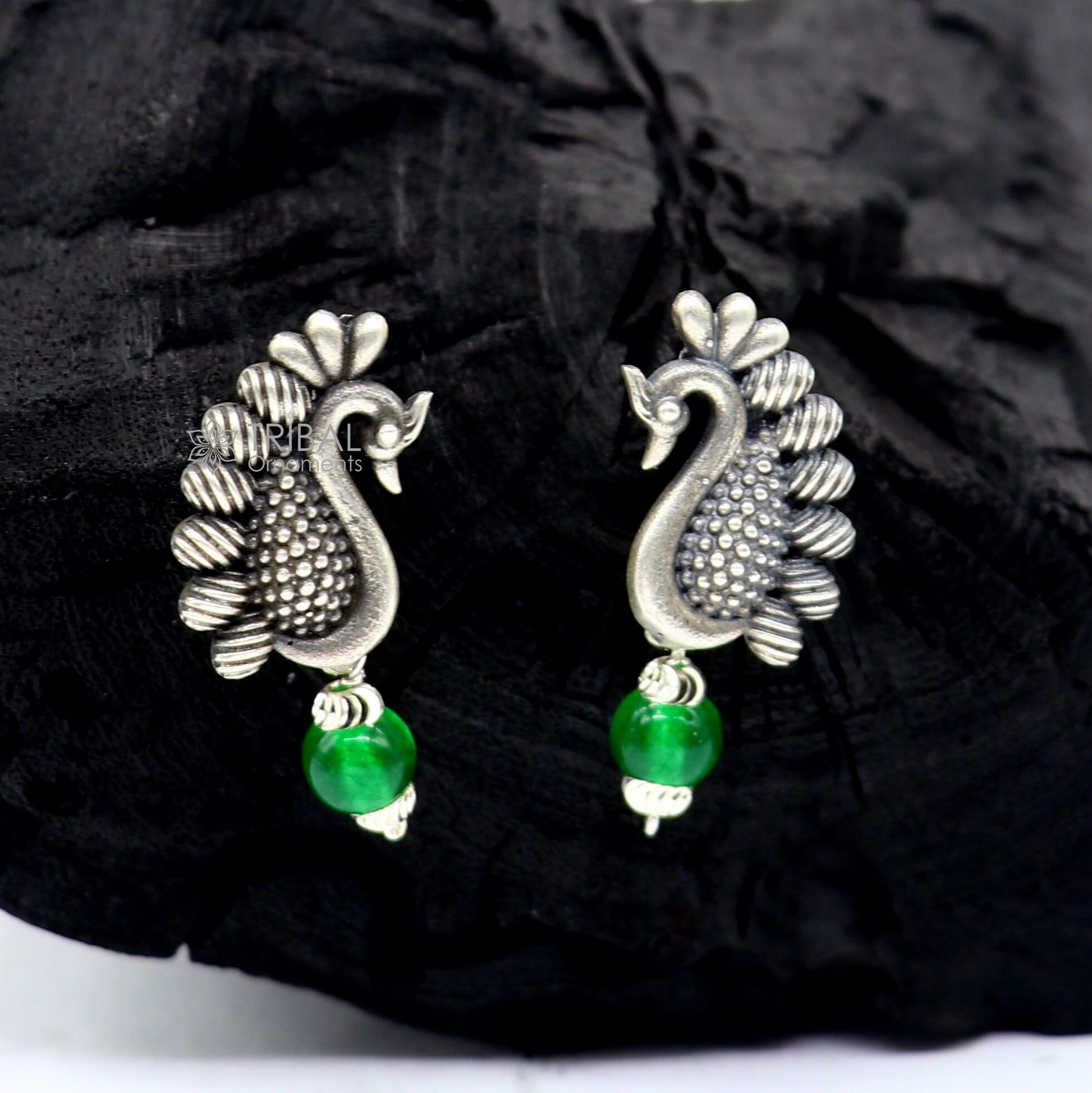 925 sterling silver handcrafted earring, stud earring, amazing peacock design drop dangle modern stylish party wear gifting earring s1287 - TRIBAL ORNAMENTS