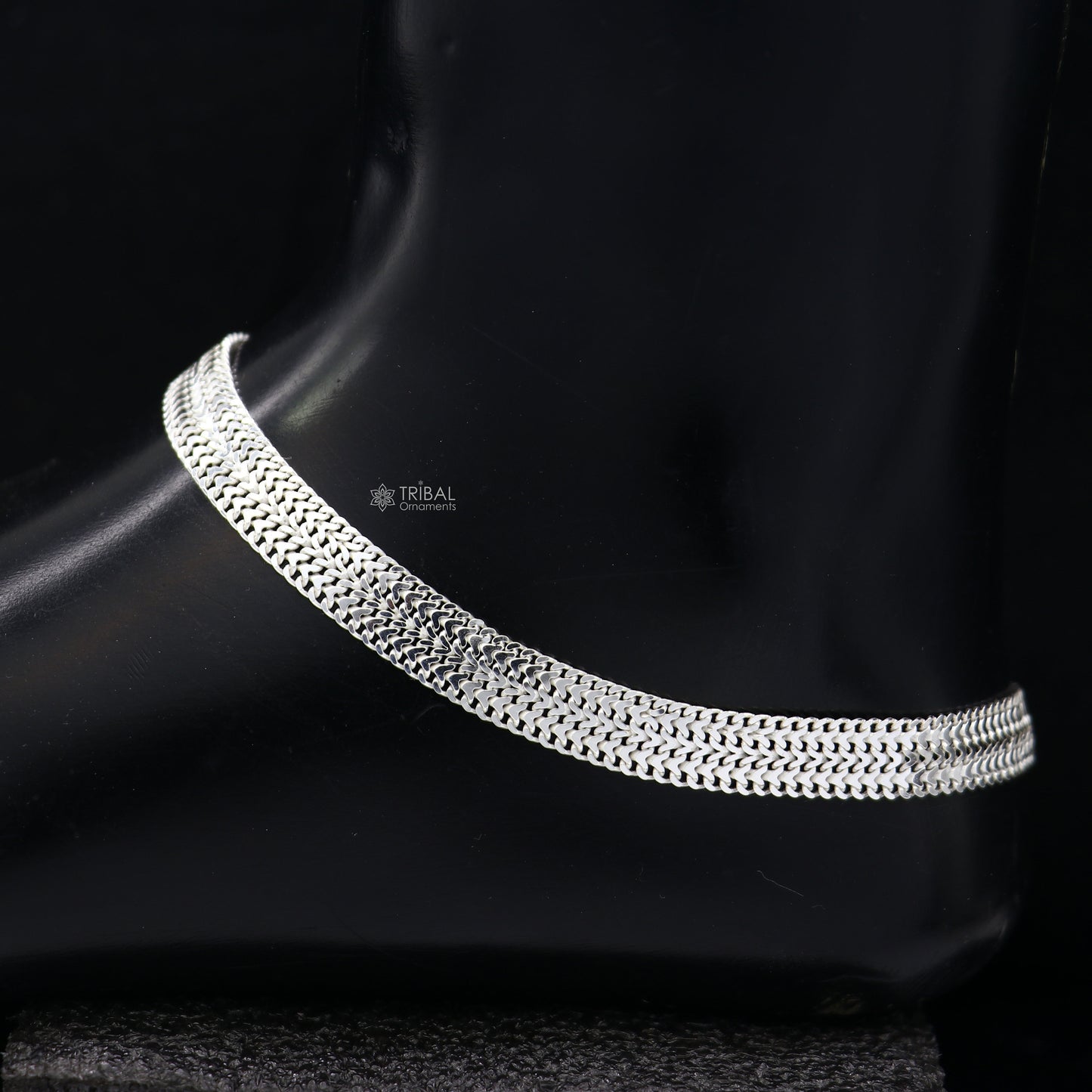 8mm 10.5" Long handmade 925 sterling silver amazing wheat chain design ankle bracelet, gift anklets customized belly dance jewelry ank610 - TRIBAL ORNAMENTS