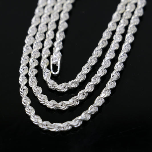 Trendy style Solid 925 sterling silver 19" TO 21" Rope chain 925 sterling silver handmade necklace chain, plain twisted silver chain ch572 - TRIBAL ORNAMENTS