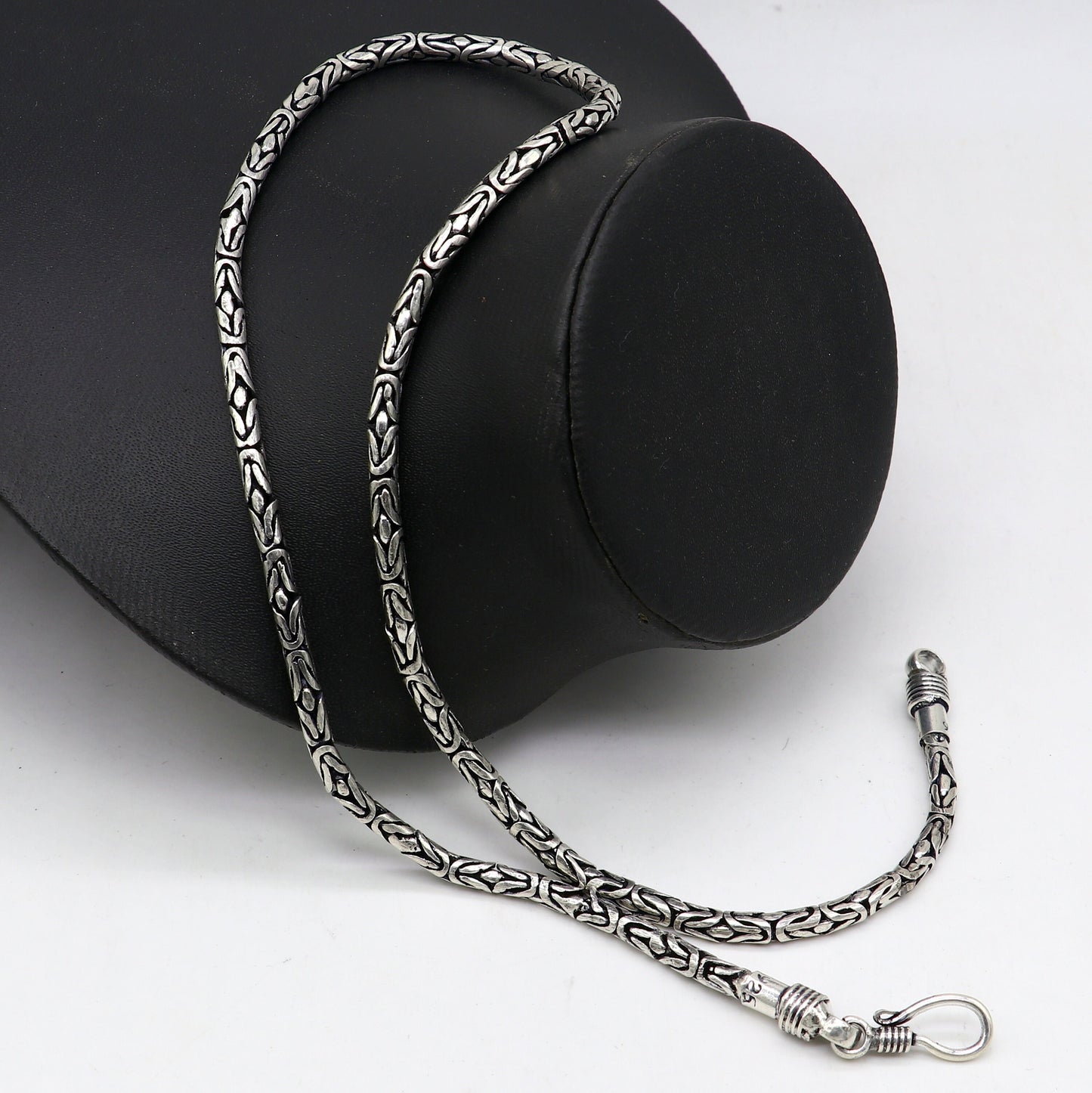 4mm 925 sterling silver Handmade solid vintage byzantine design chain heavy necklace, amazing luxury royal gifting men's jewelry ch573 - TRIBAL ORNAMENTS